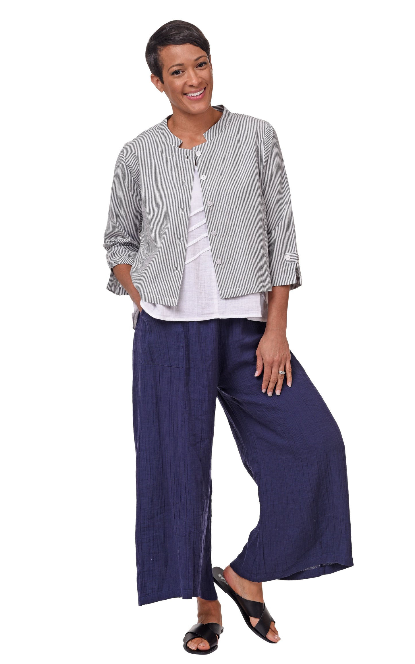 CV13 Dakota Jacket Top in Ticking Stripe