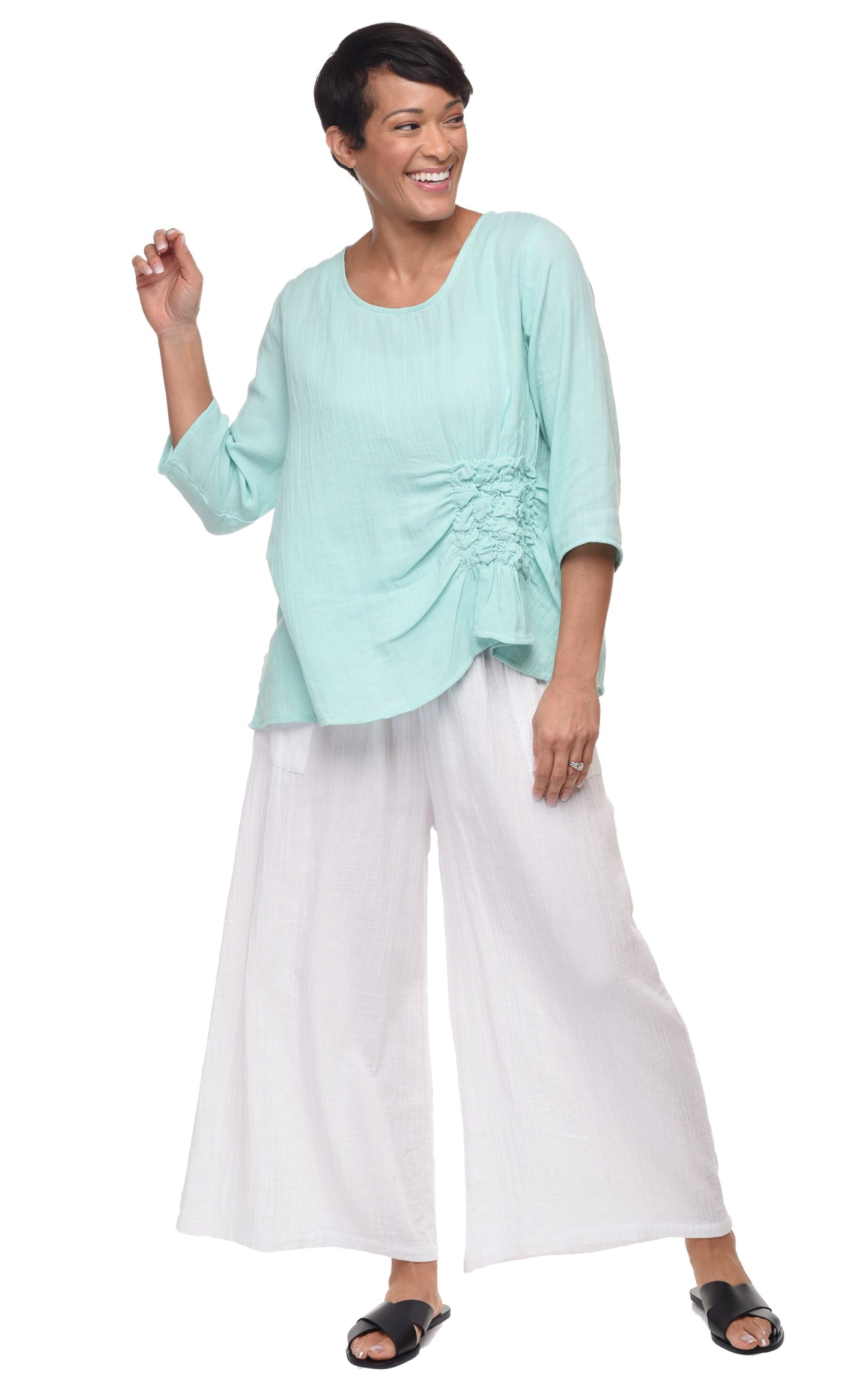 FINAL SALE VCG365 Olga Top in Aqua**