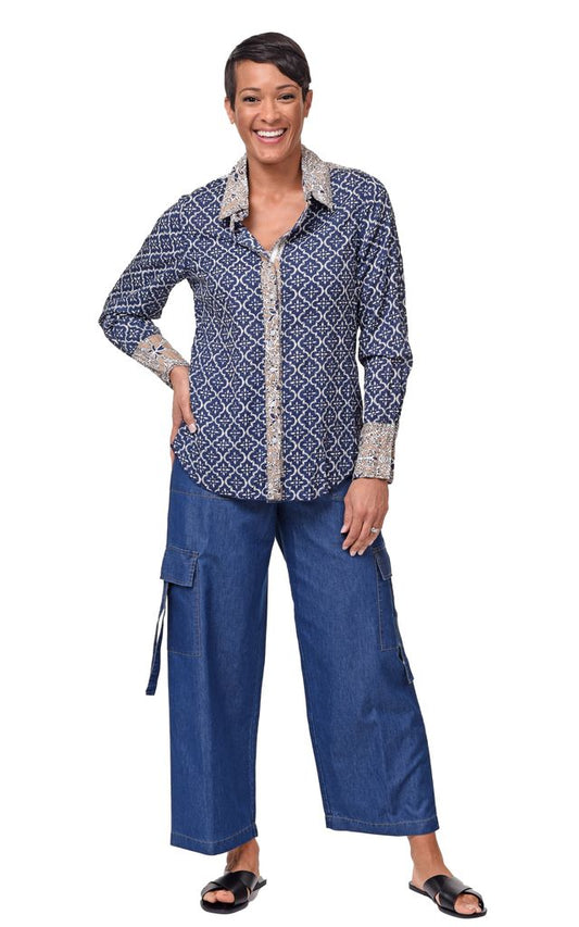 FINAL SALE CV1087 Gretchen Button Down in Tile**