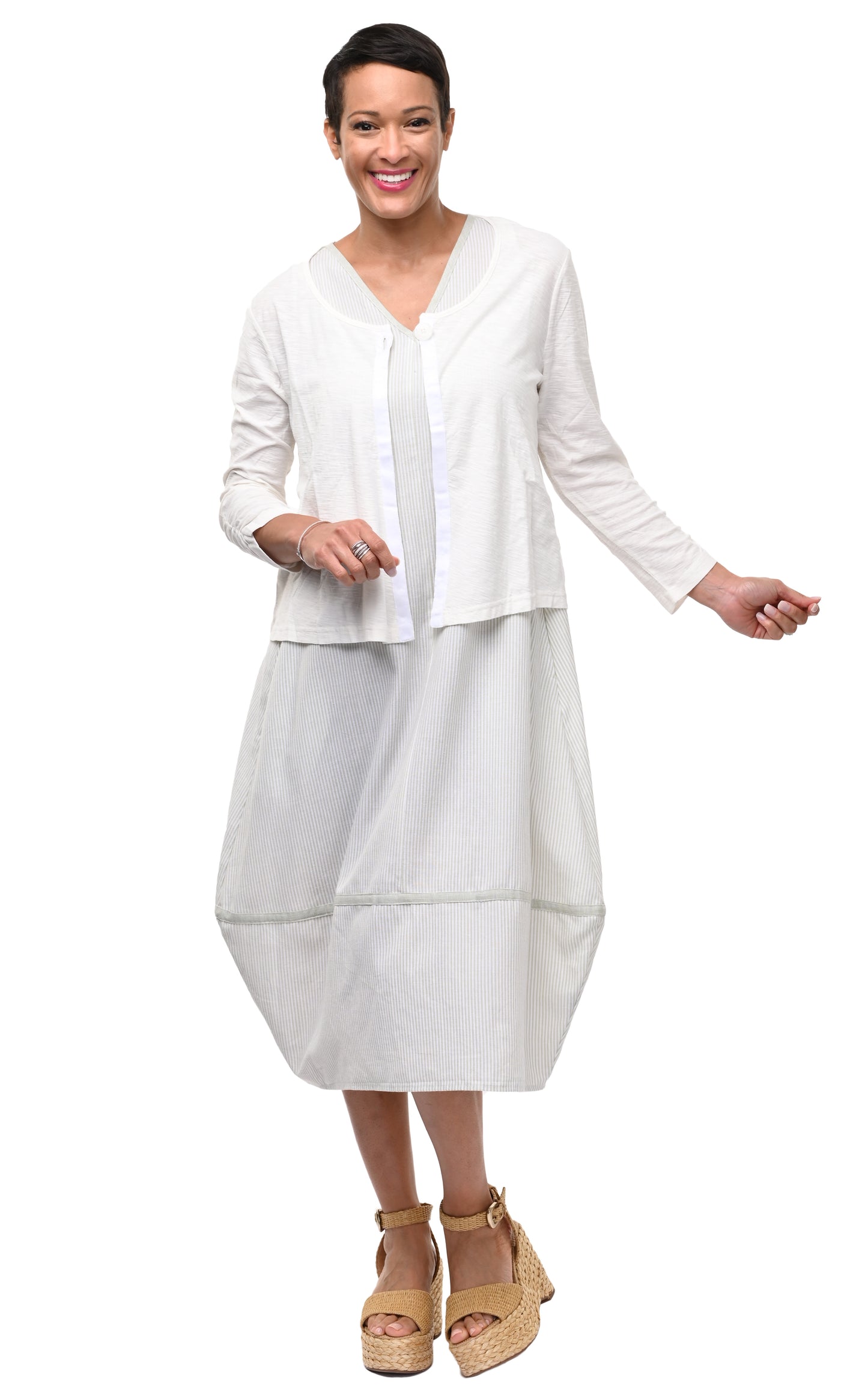 CV1088 Patton Dress in Sage Stripe*