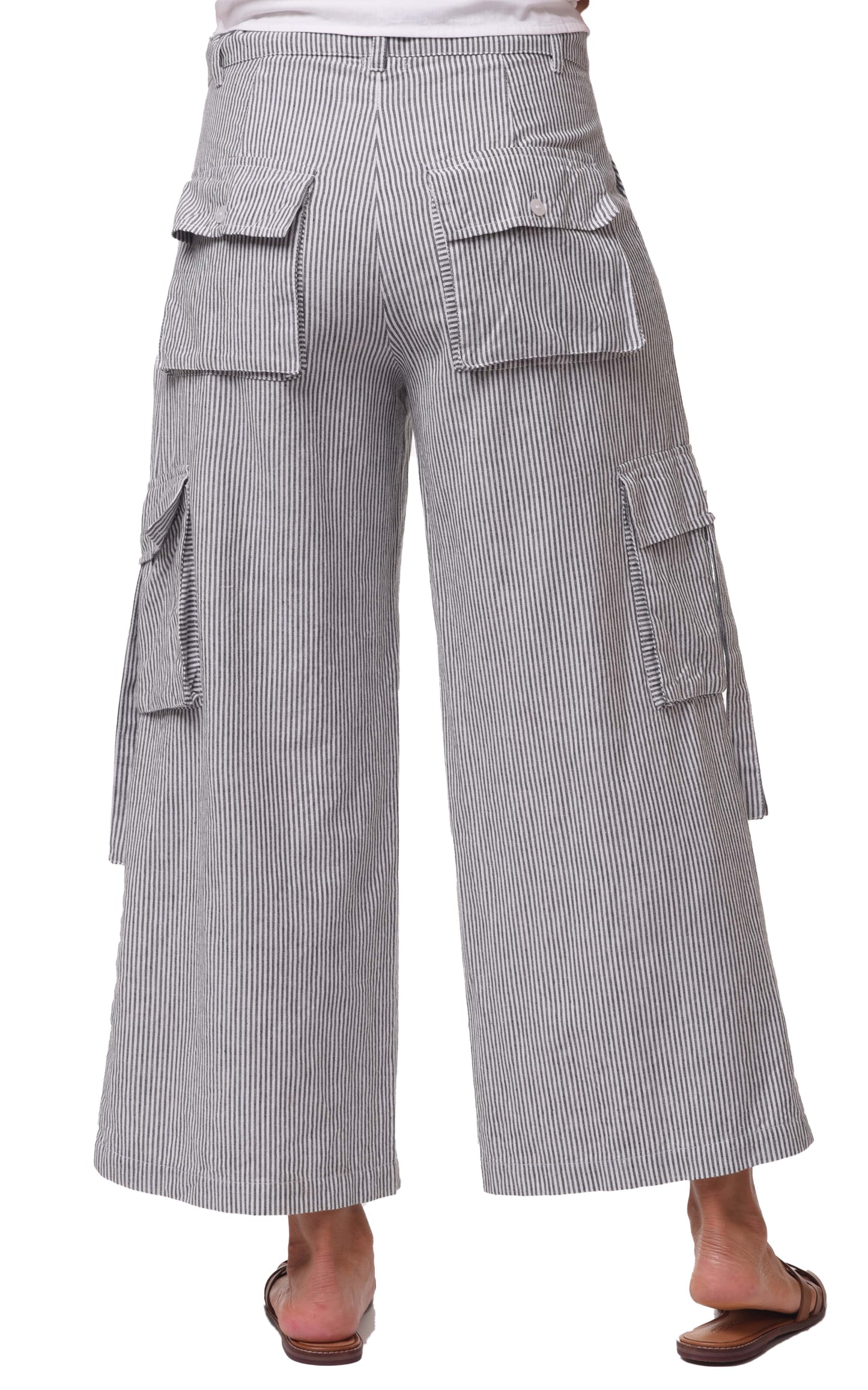 FINAL SALE CV1086 Calista Cargo Pant in Ticking Stripe*