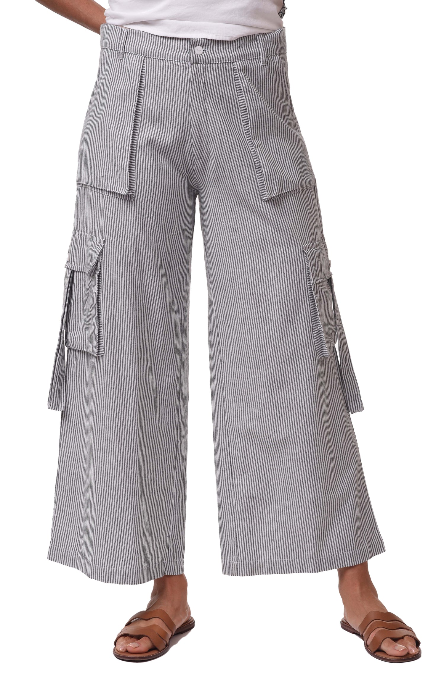 FINAL SALE CV1086 Calista Cargo Pant in Ticking Stripe*