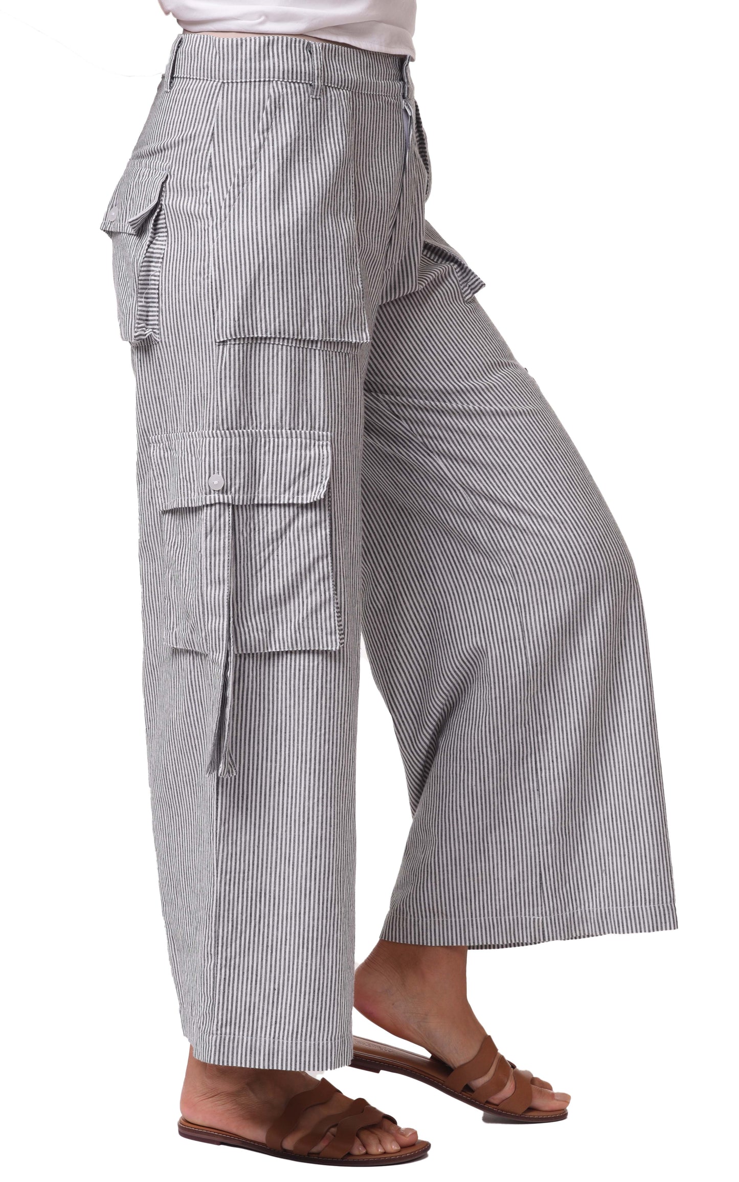 FINAL SALE CV1086 Calista Cargo Pant in Ticking Stripe*