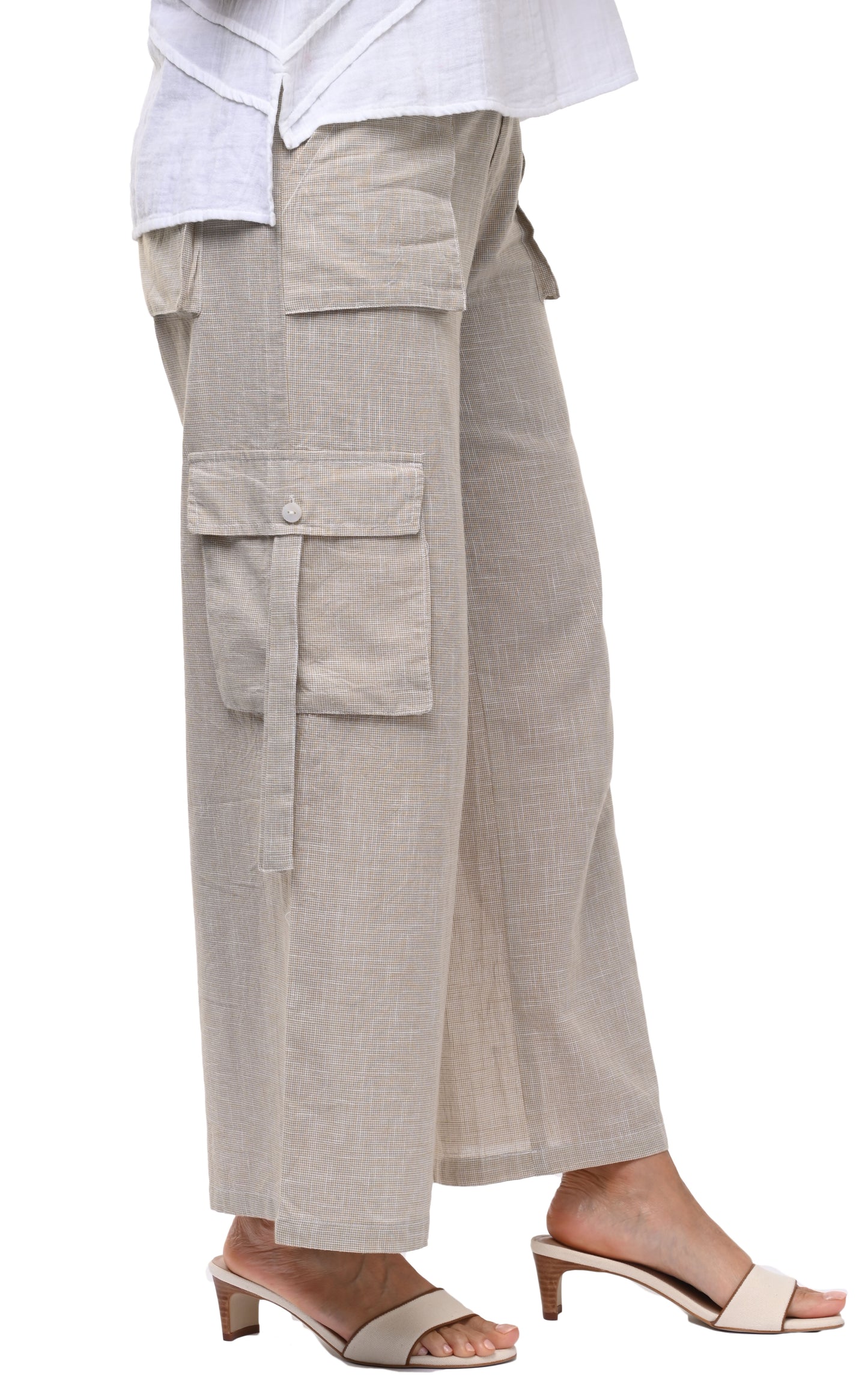CV1086 Calista Cargo Pant in Crockery Mini Check*