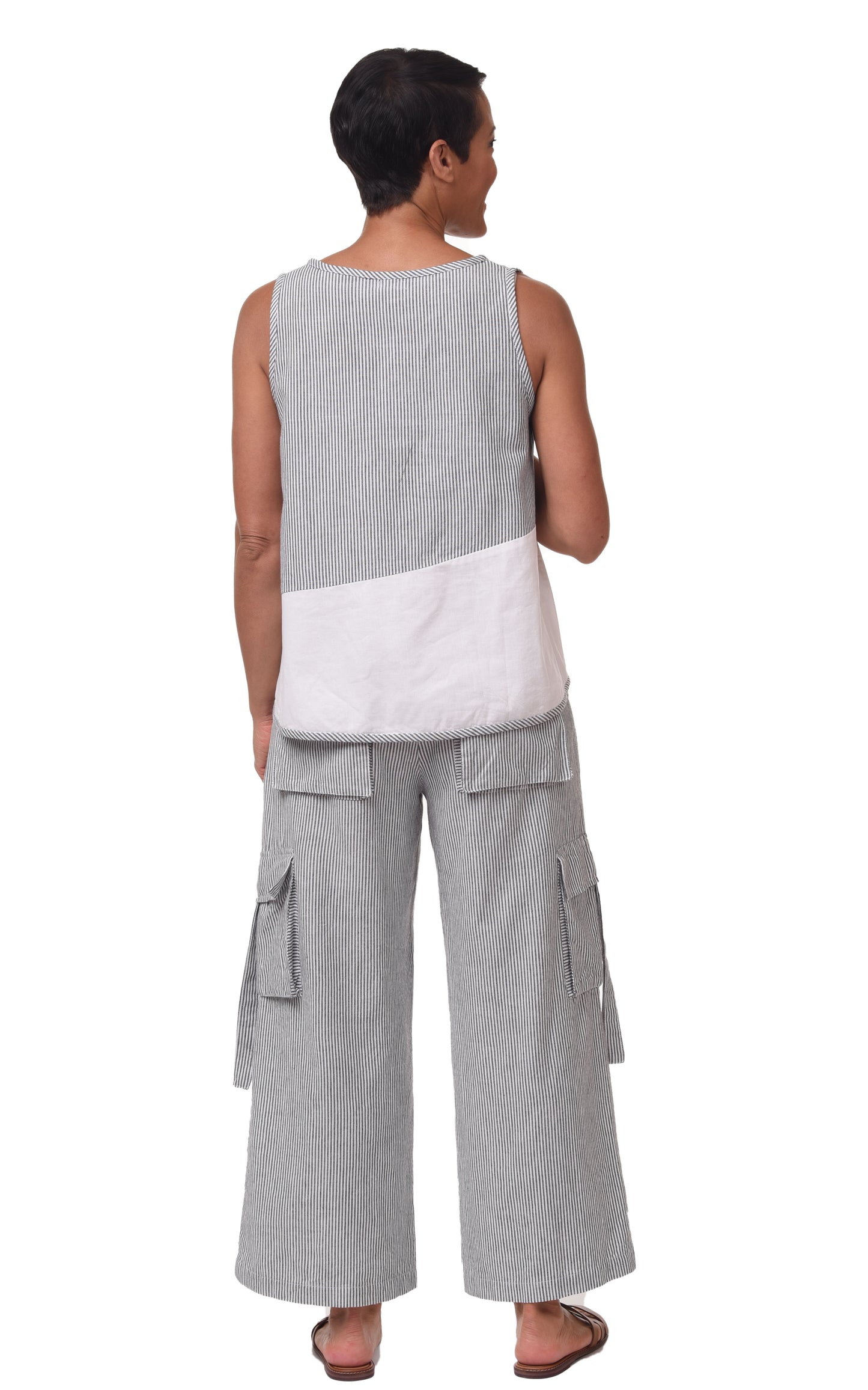 FINAL SALE CV1086 Calista Cargo Pant in Ticking Stripe*