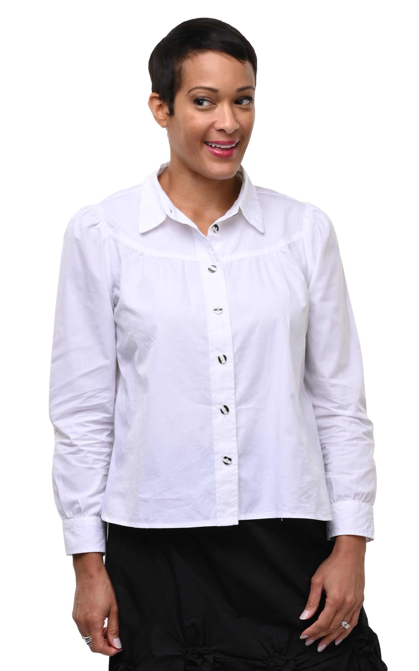 CV1192 Sadie Blouse in White w/White Buttons*