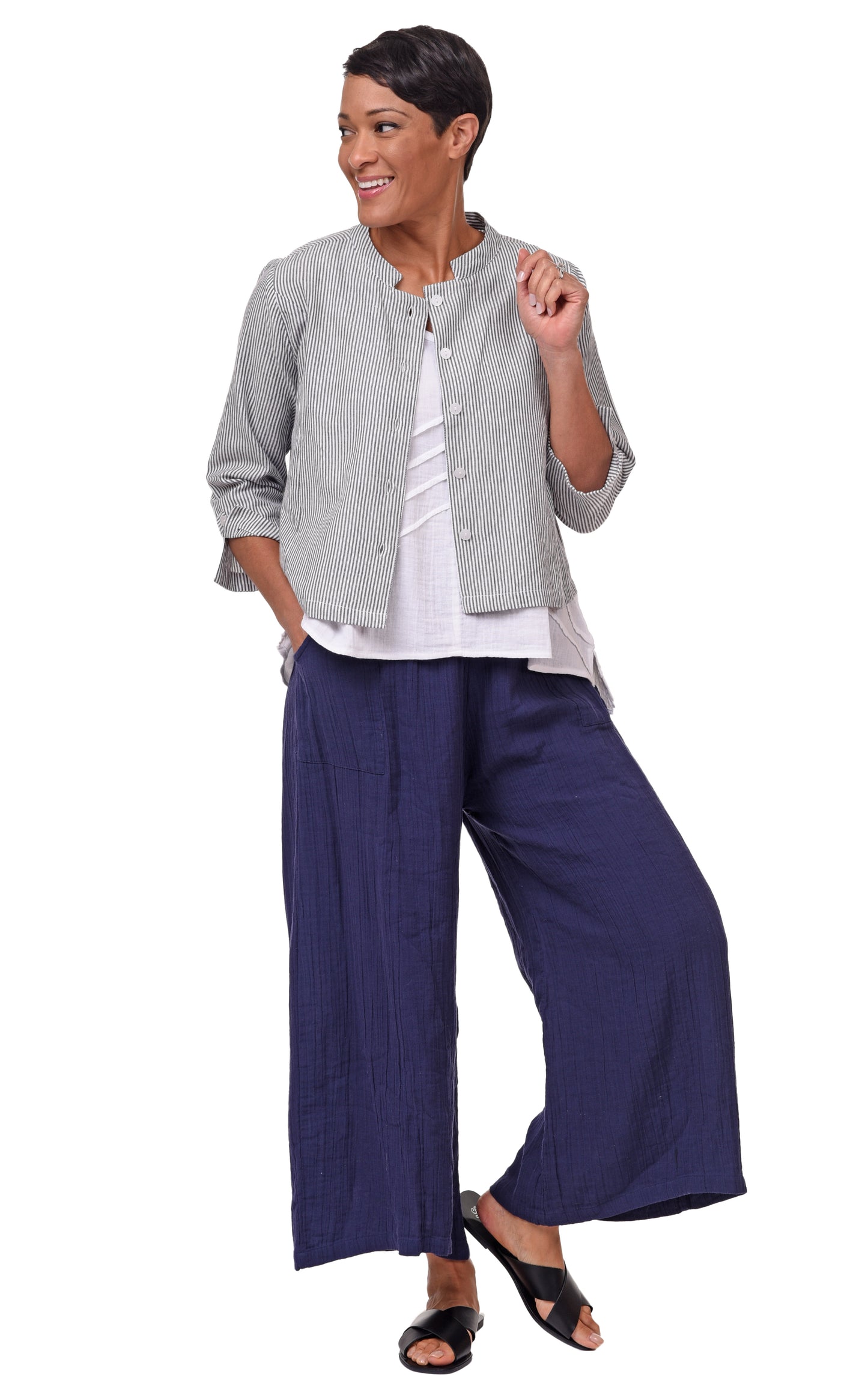 FINAL SALE VCG115 Palazzo Pant in Navy*