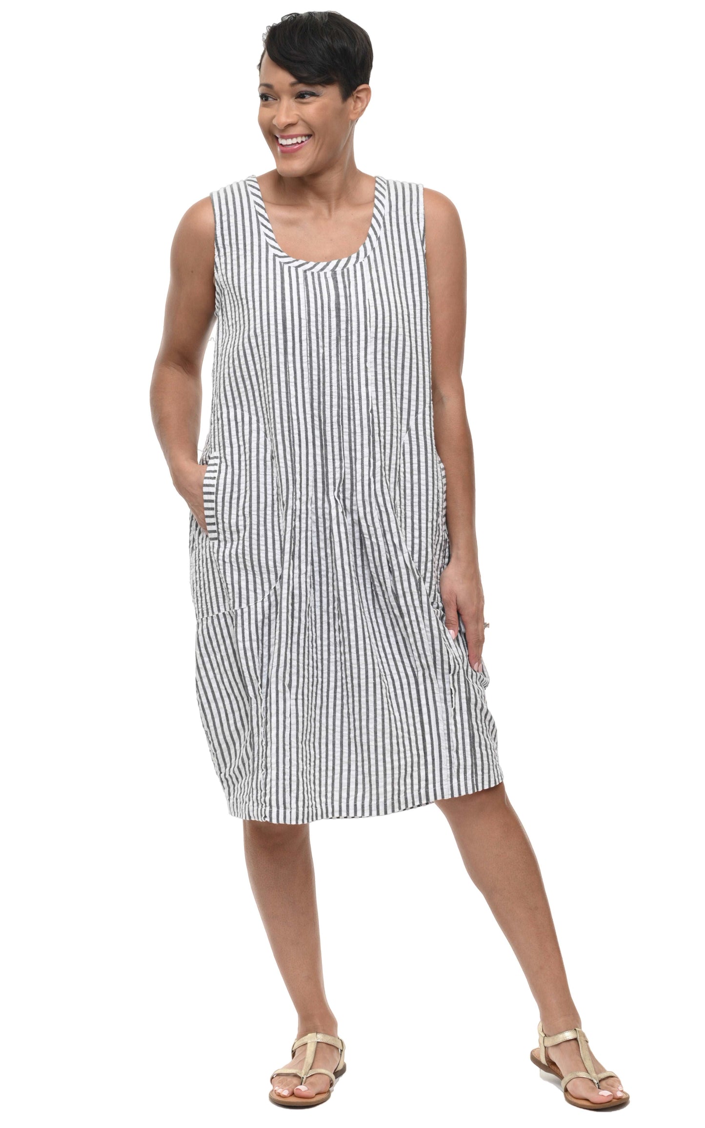 CV177 Santa Fe Dress in Murphy Seersucker Stripe