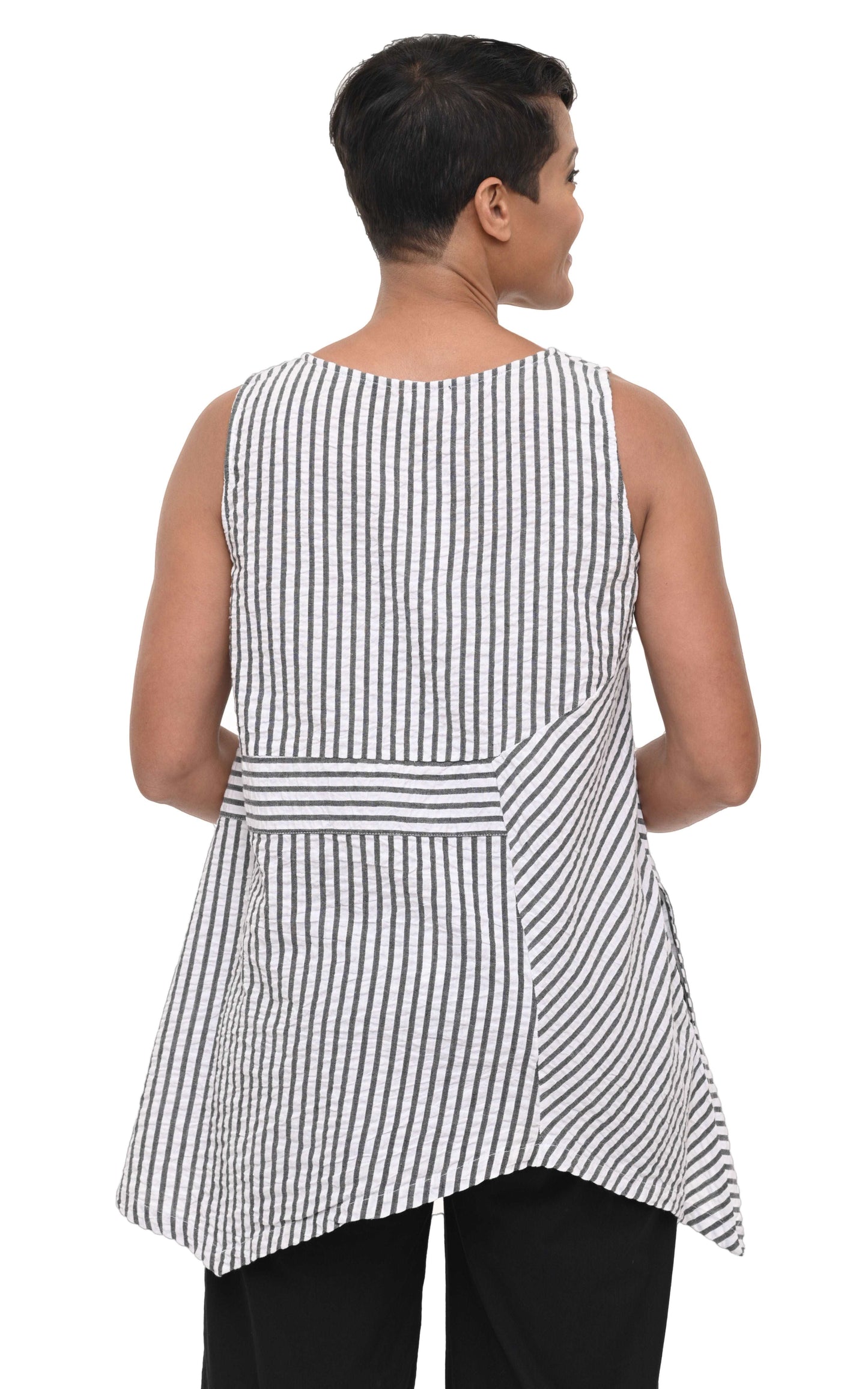 CV180 Siesta Tunic Top in Murphy Seersucker Stripe