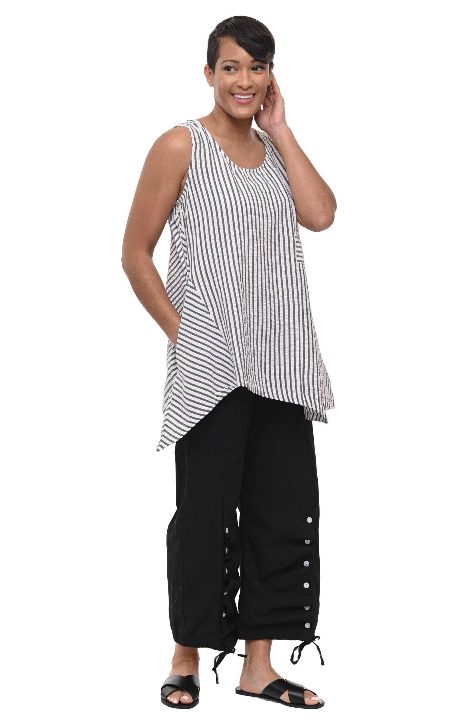 CV180 Siesta Tunic Top in Murphy Seersucker Stripe