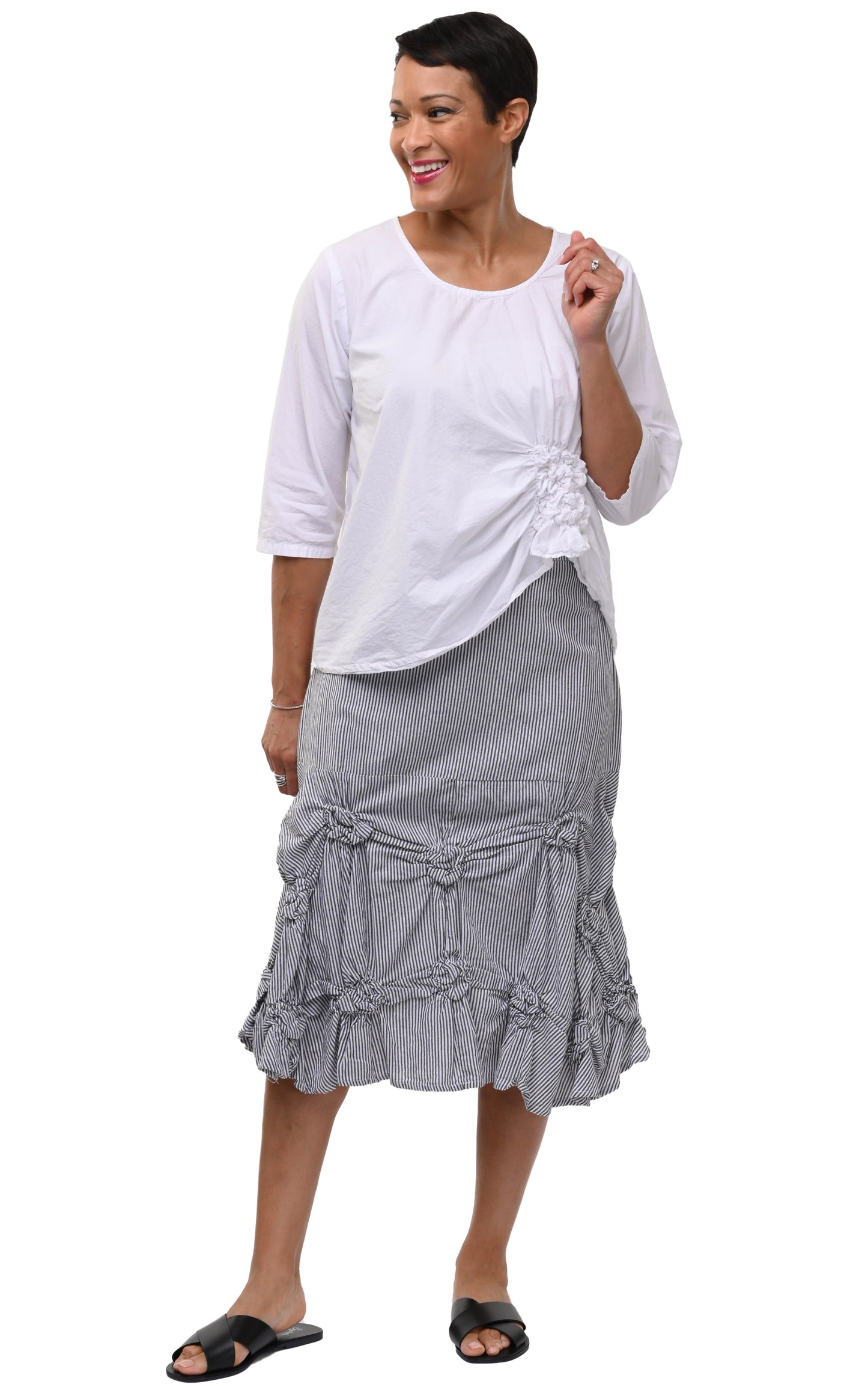 CV378 Millie Skirt in Ticking Stripe*