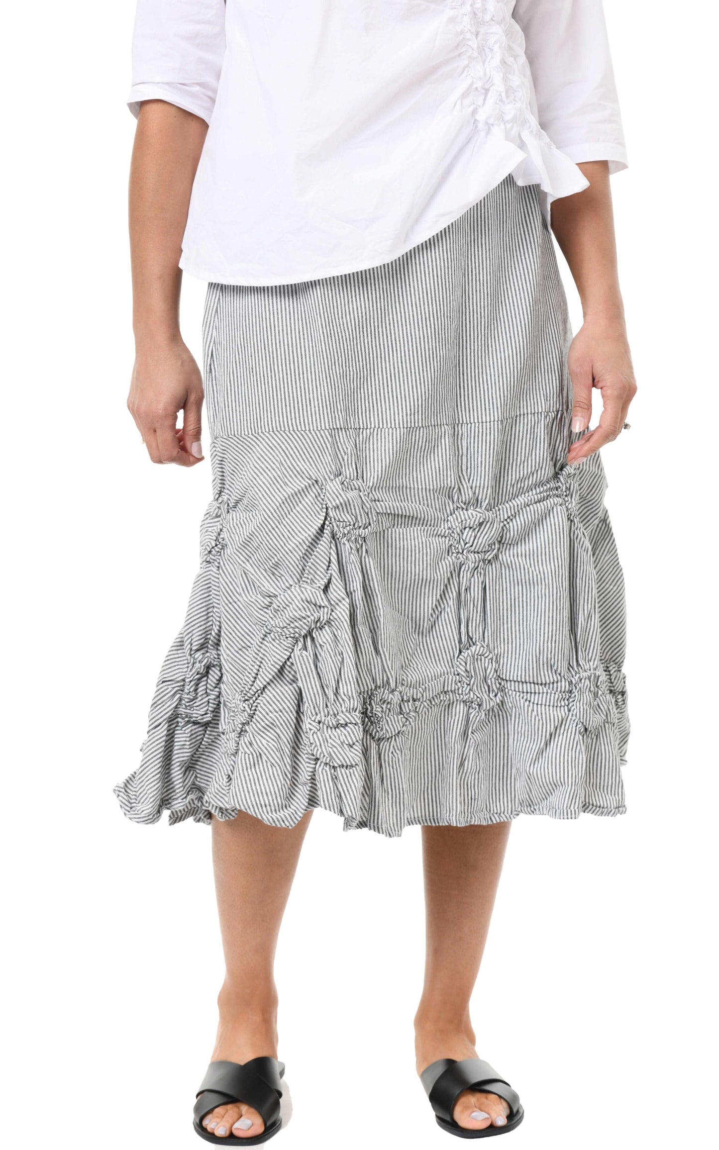 CV378 Millie Skirt in Ticking Stripe