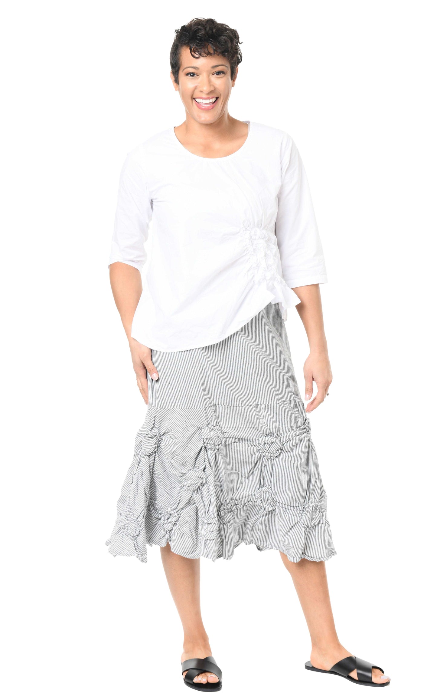 CV378 Millie Skirt in Ticking Stripe