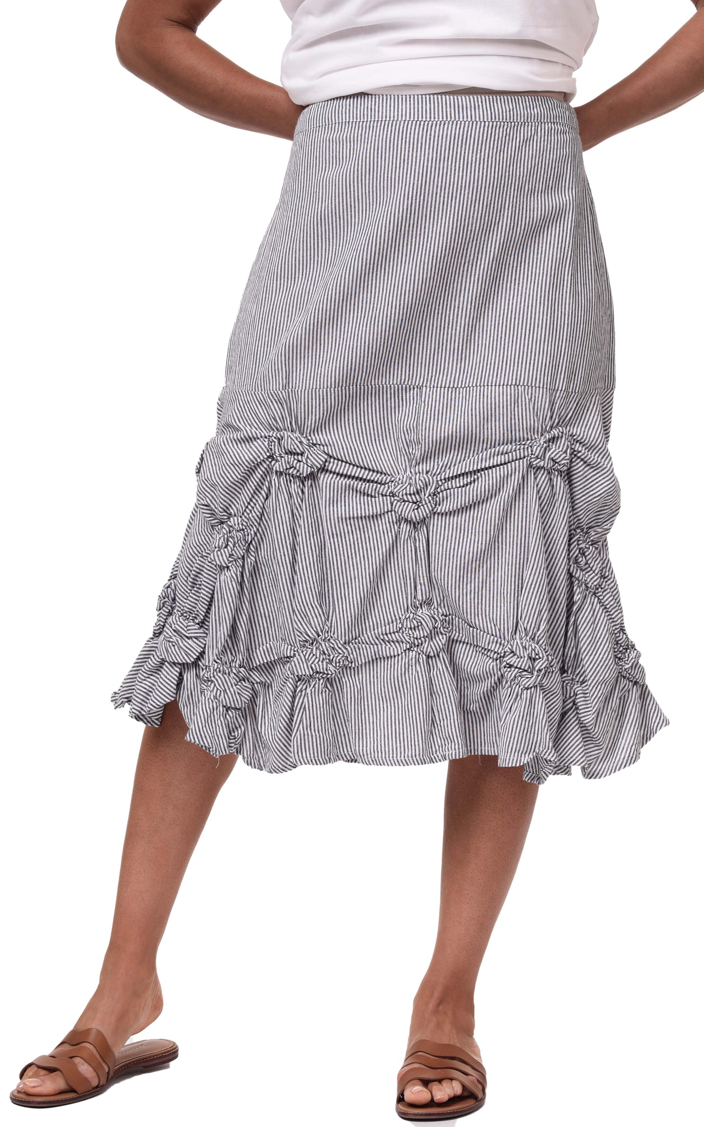 CV378 Millie Skirt in Ticking Stripe*