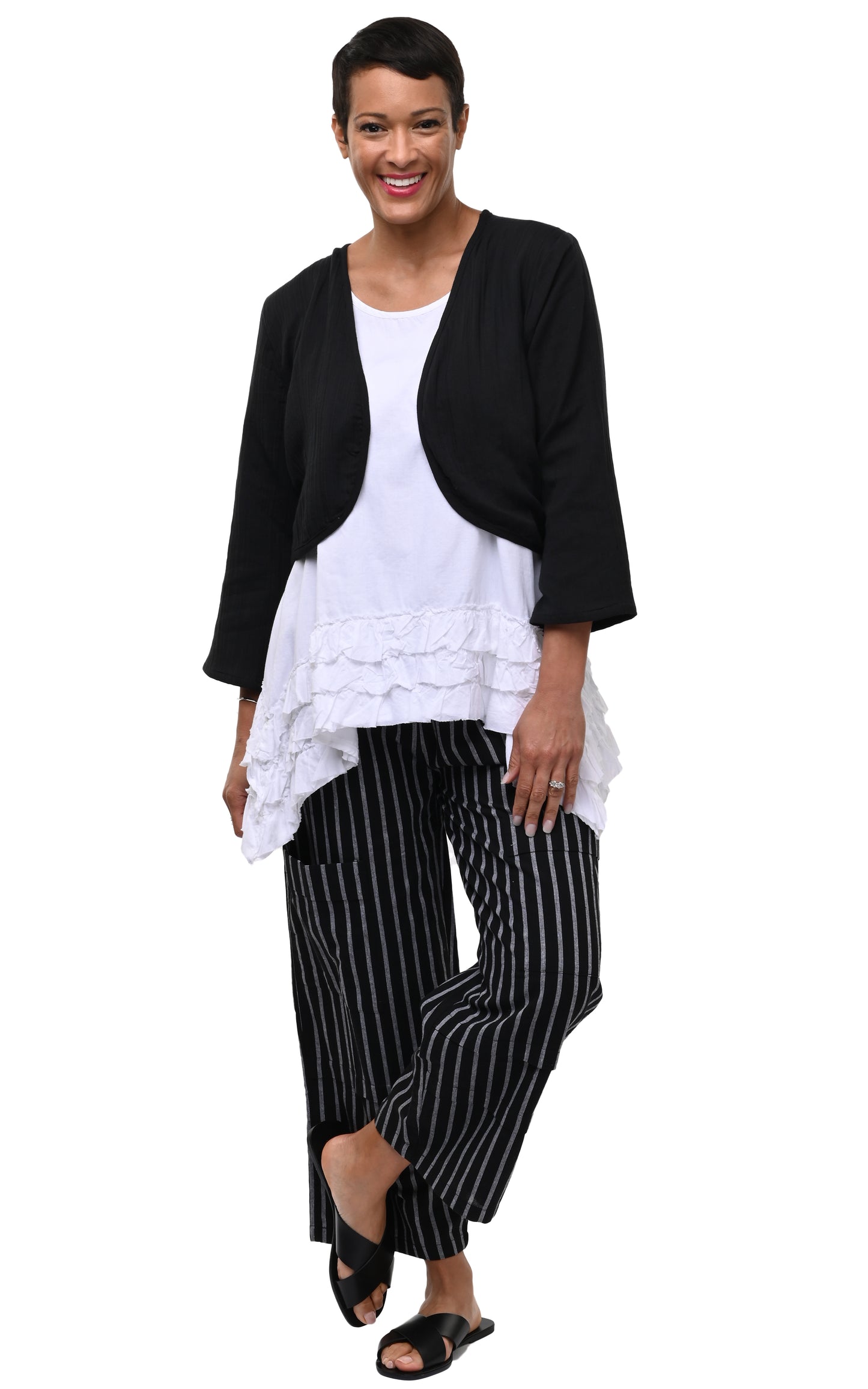 FINAL SALE VCG600 Shrug in Black Cotton Gauze*