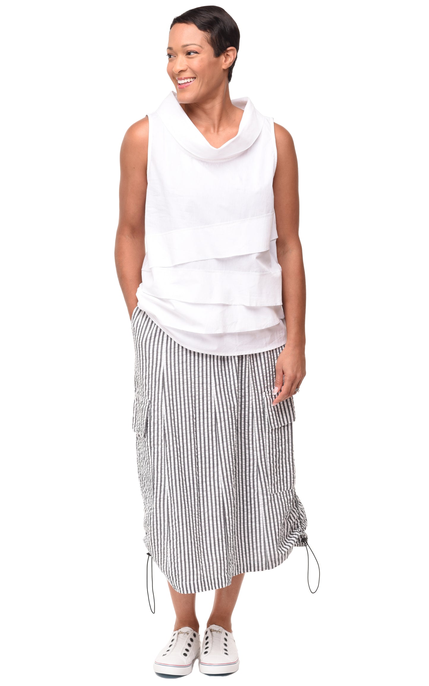 FINAL SALE CV1114 Vienna Skirt in Murphy Seersucker Stripe*