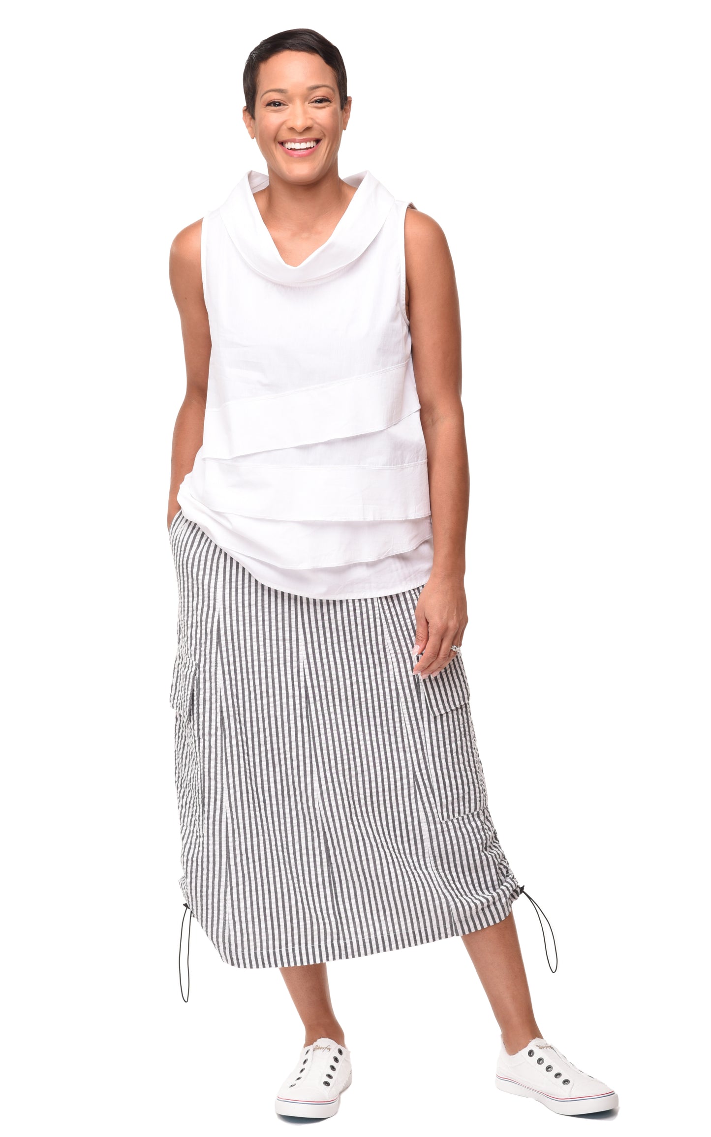 FINAL SALE CV1114 Vienna Skirt in Murphy Seersucker Stripe*