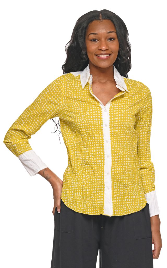 FINAL SALE CV1087 Gretchen Button Down in Goldfish Dot**