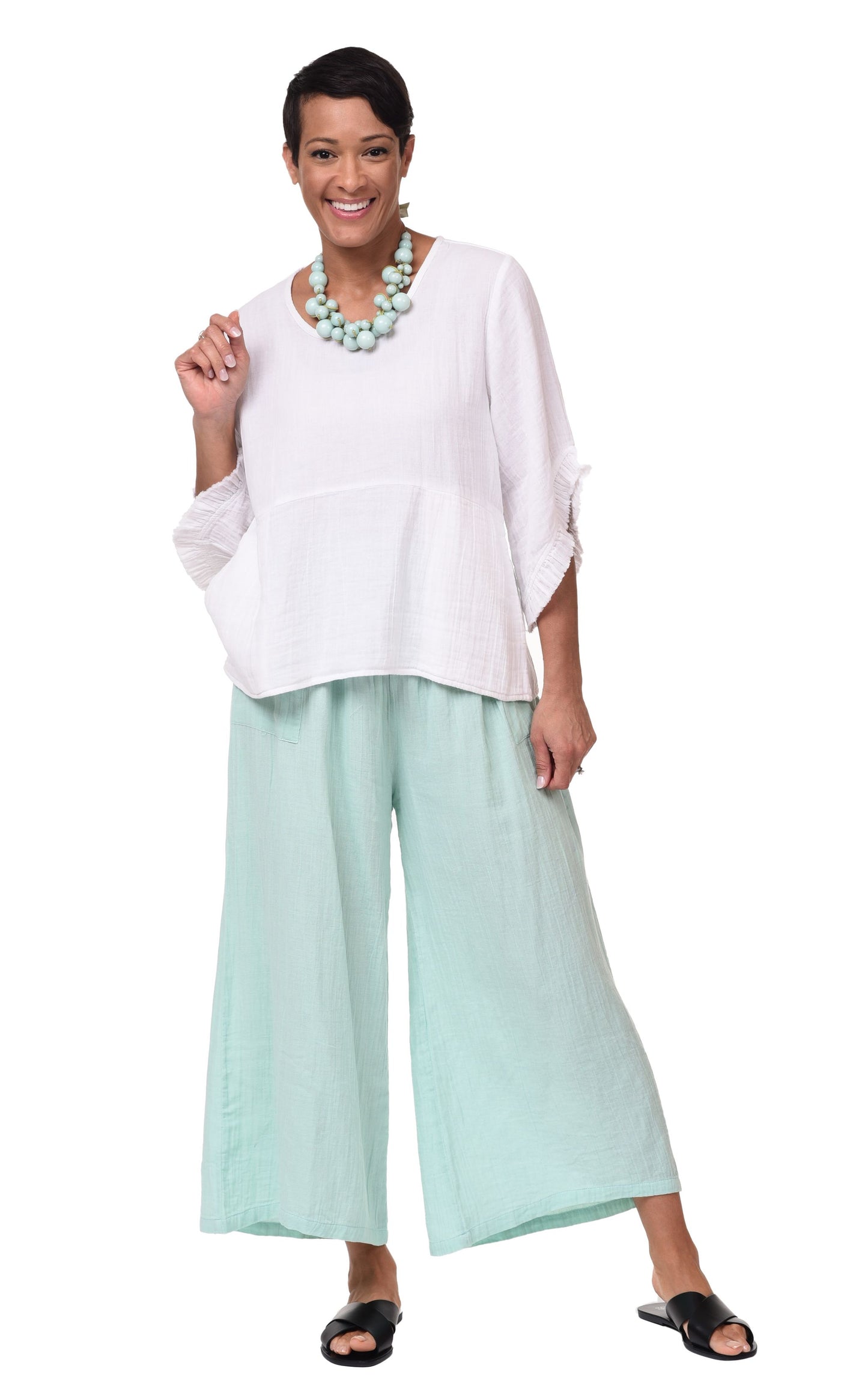 FINAL SALE VCG115 Palazzo Pant in Aqua*