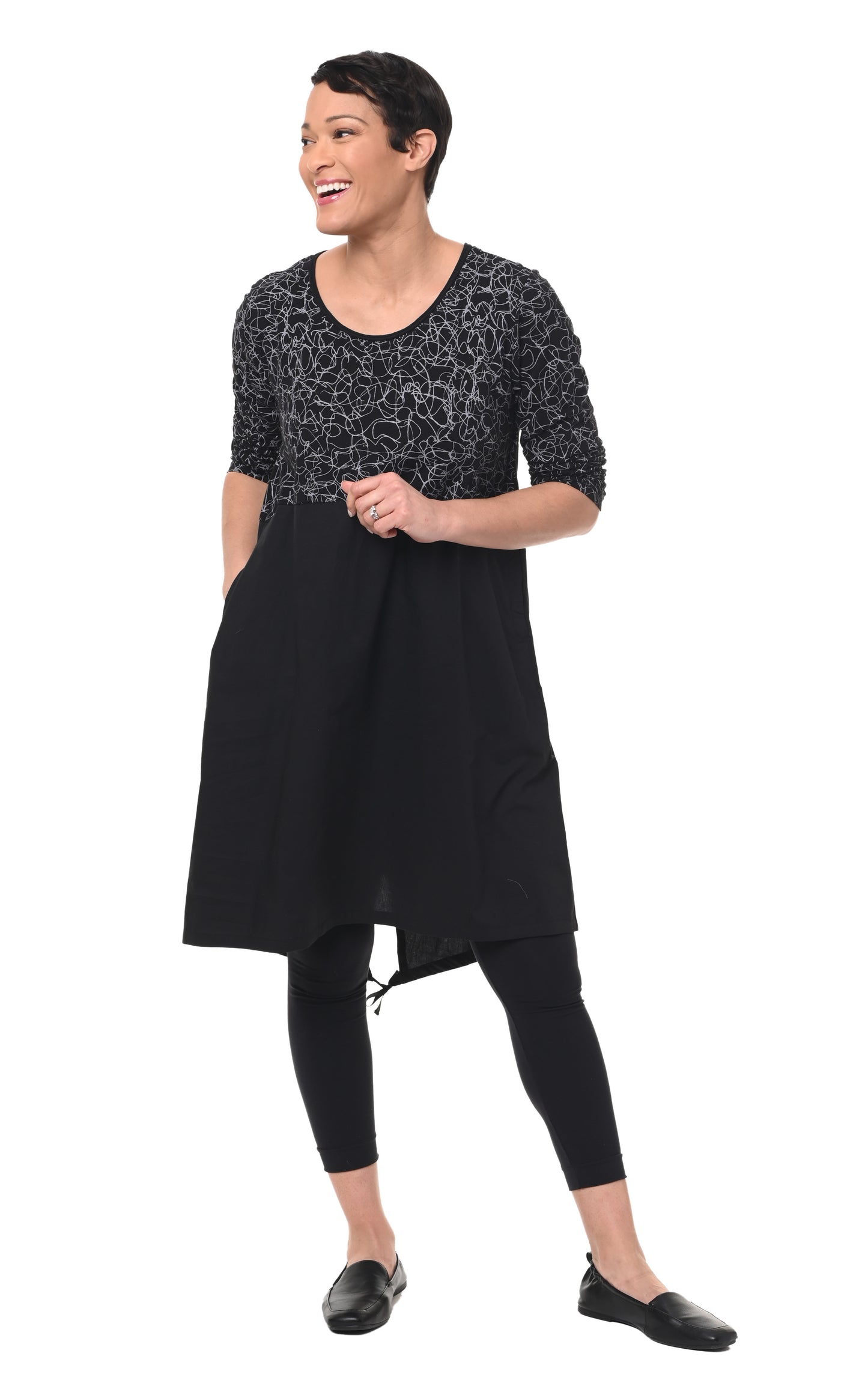 FINAL SALE L125 Estee Dress in Black Squiggle*