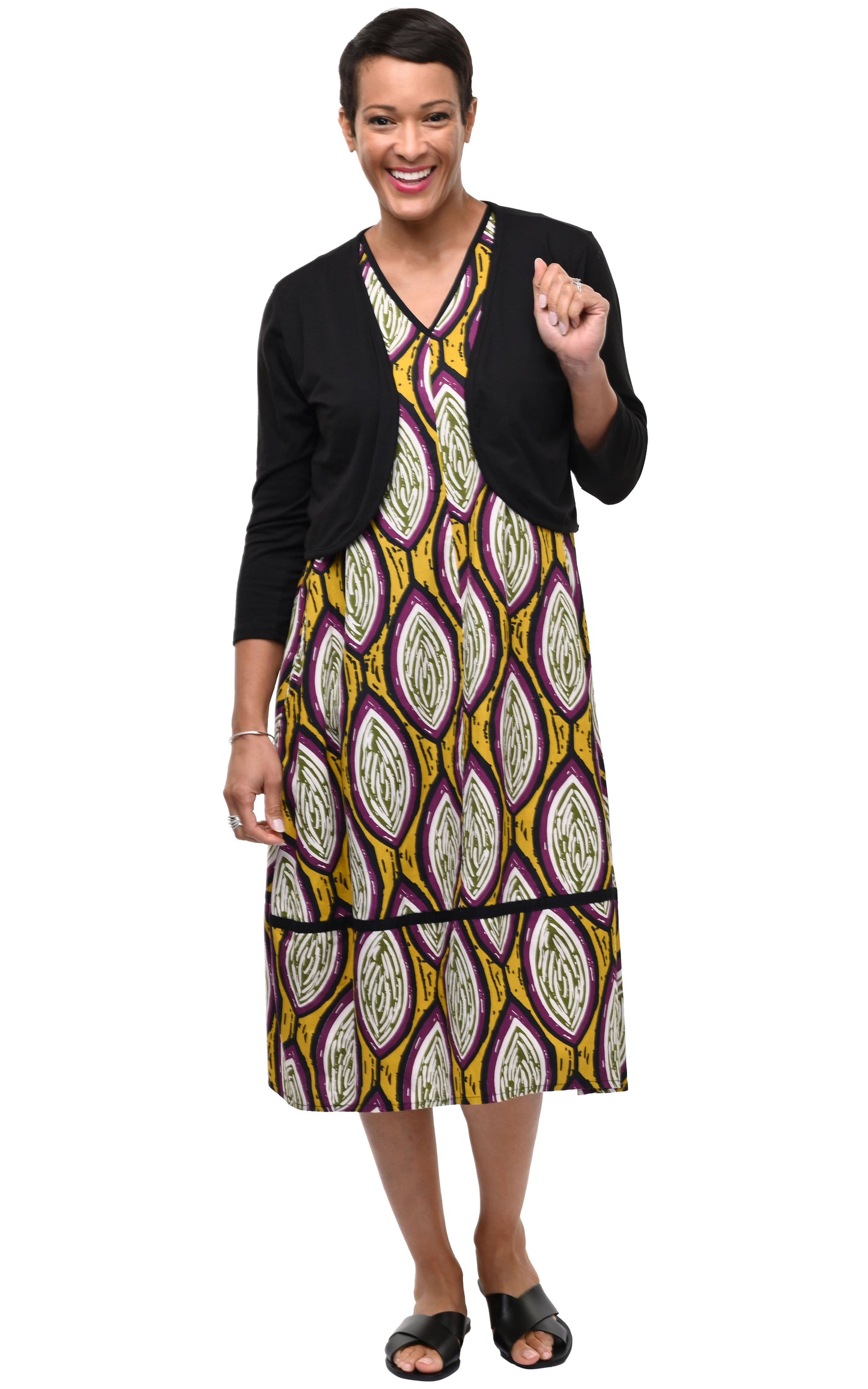 FINAL SALE L600 Shrug in Black Cotton Lycra*