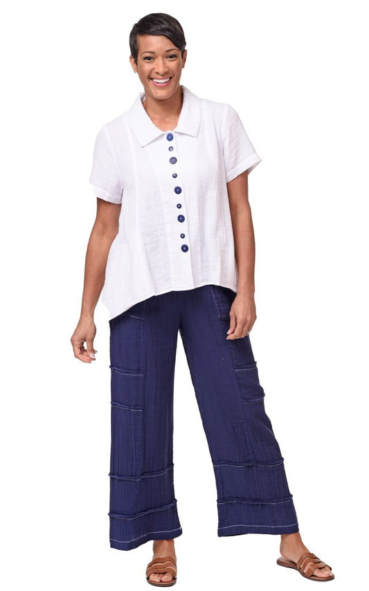 FINAL SALE VCG651 Moira Top in White Navy*