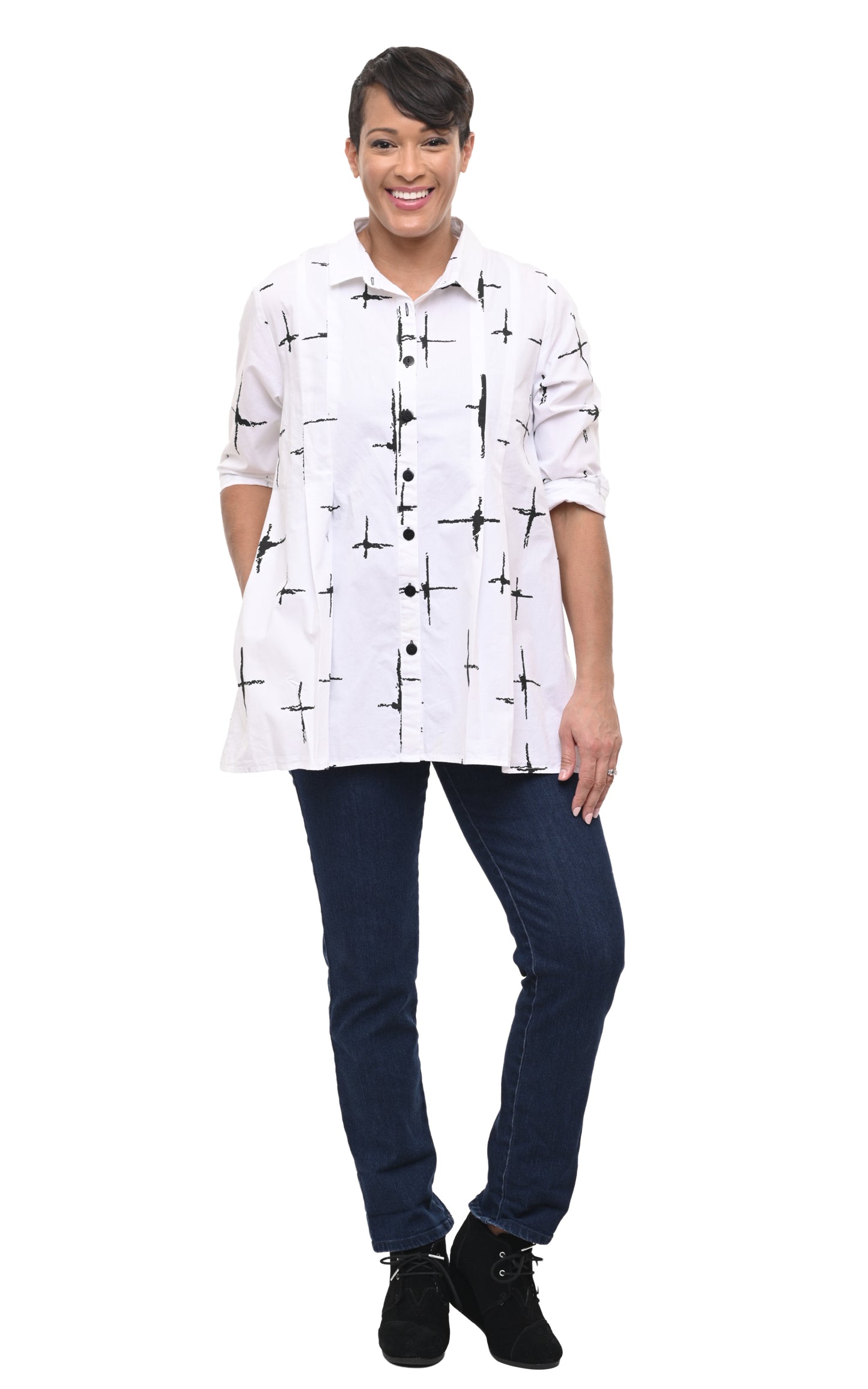 FINAL SALE SDC801 Blythe Button Down in White Galaxy*