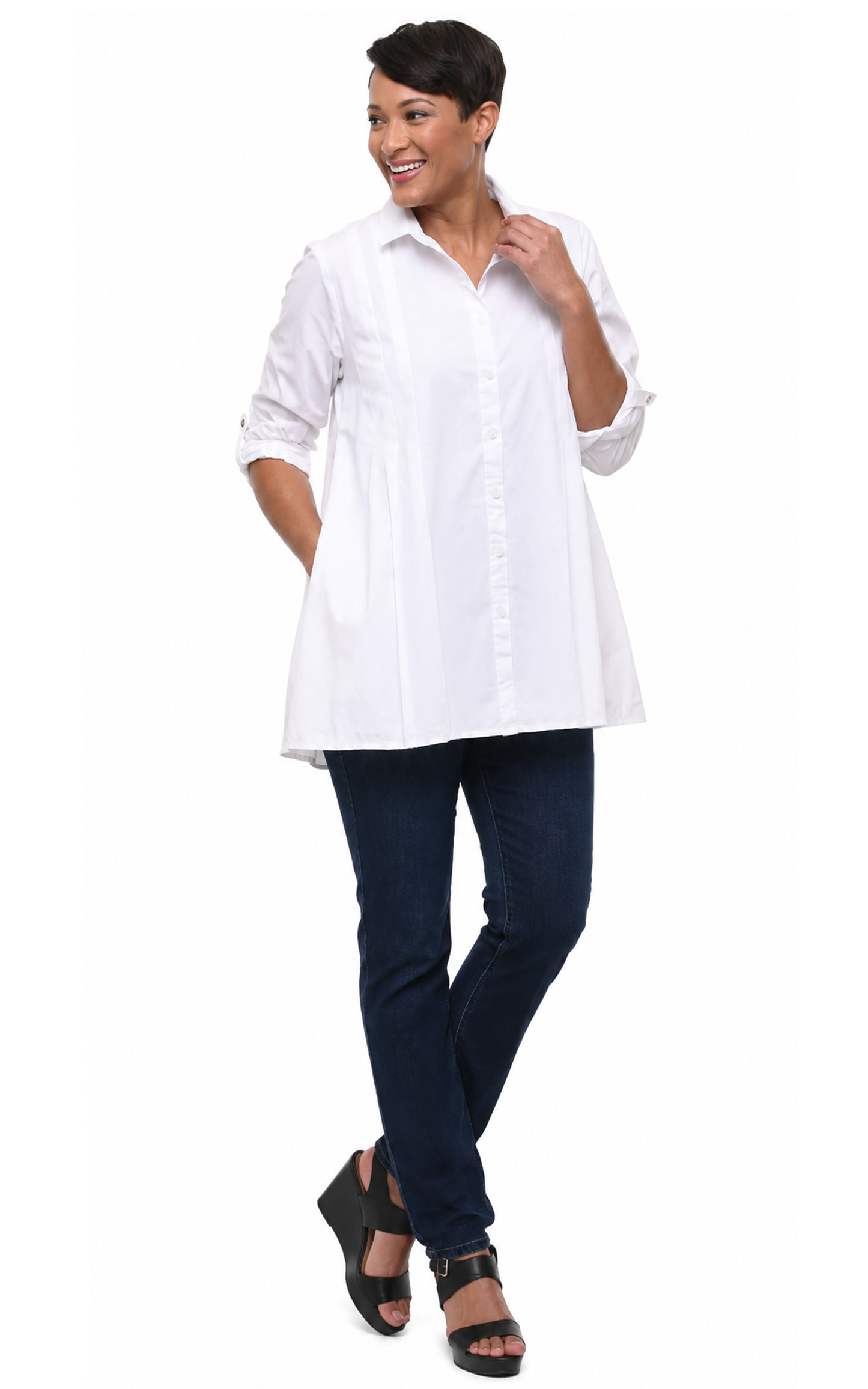 FINAL SALE SDC801 Blythe Button Down in White*