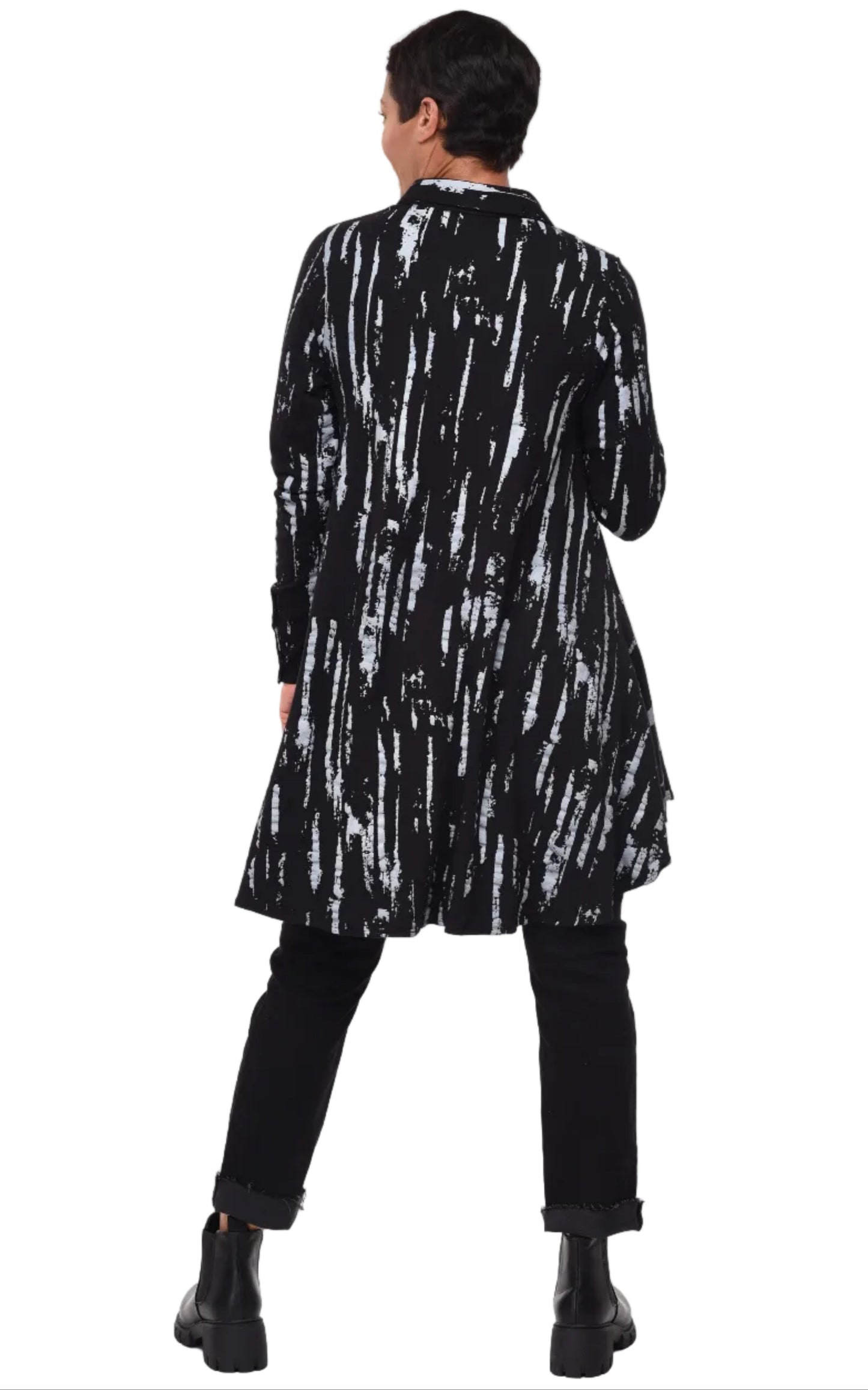 FINAL SALE SDM580 Lauryn Button Down in Black Grey Airbrush*