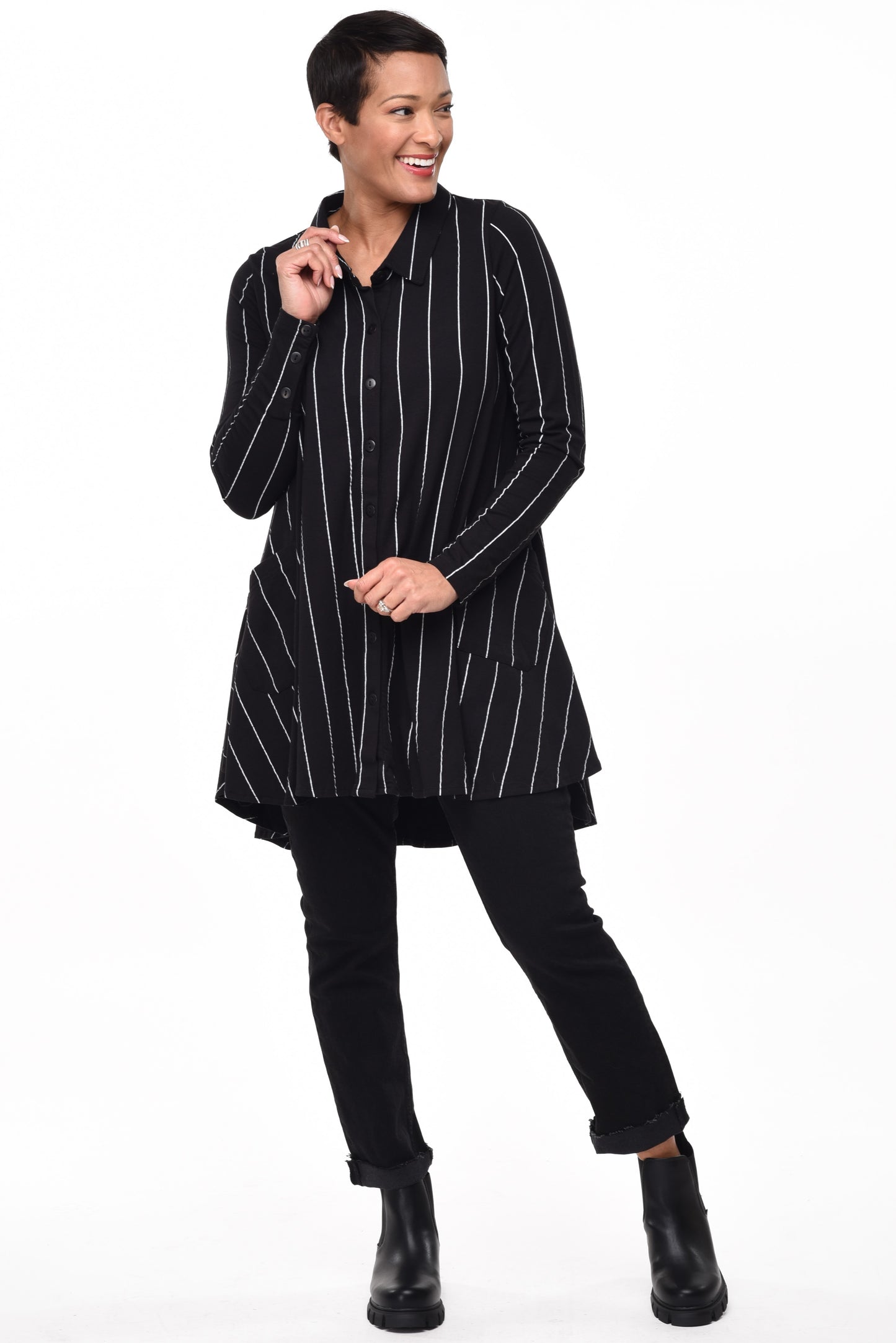 FINAL SALE SDM580 Lauryn in Black Metro Stripe*