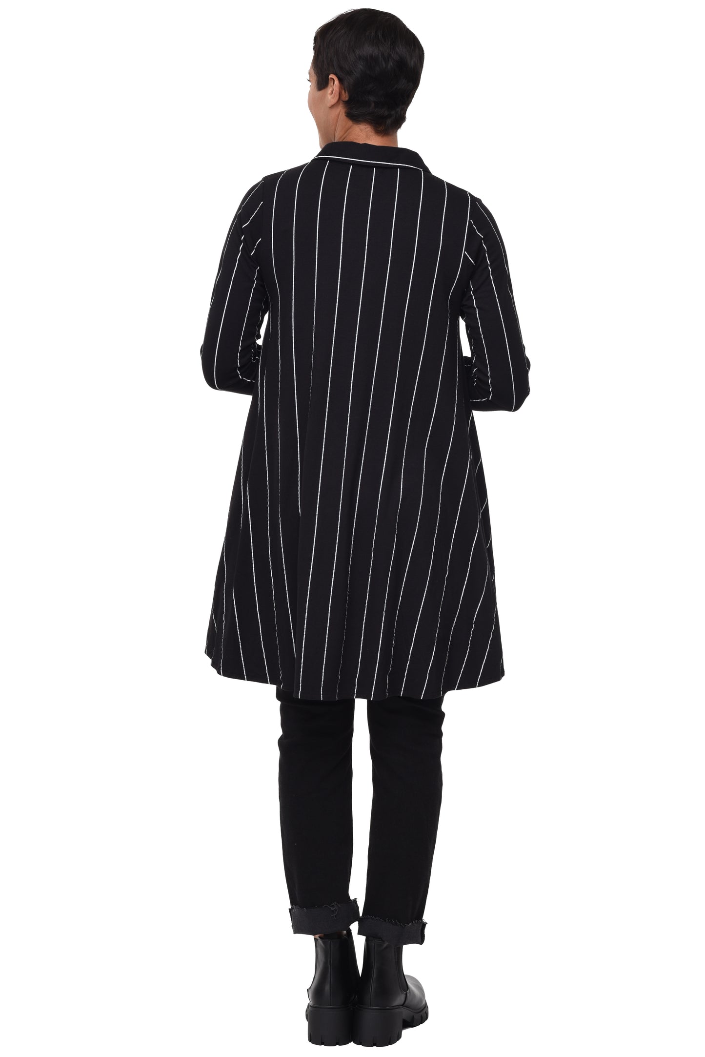 FINAL SALE SDM580Lauryn Button Down in Black Metro Stripe*