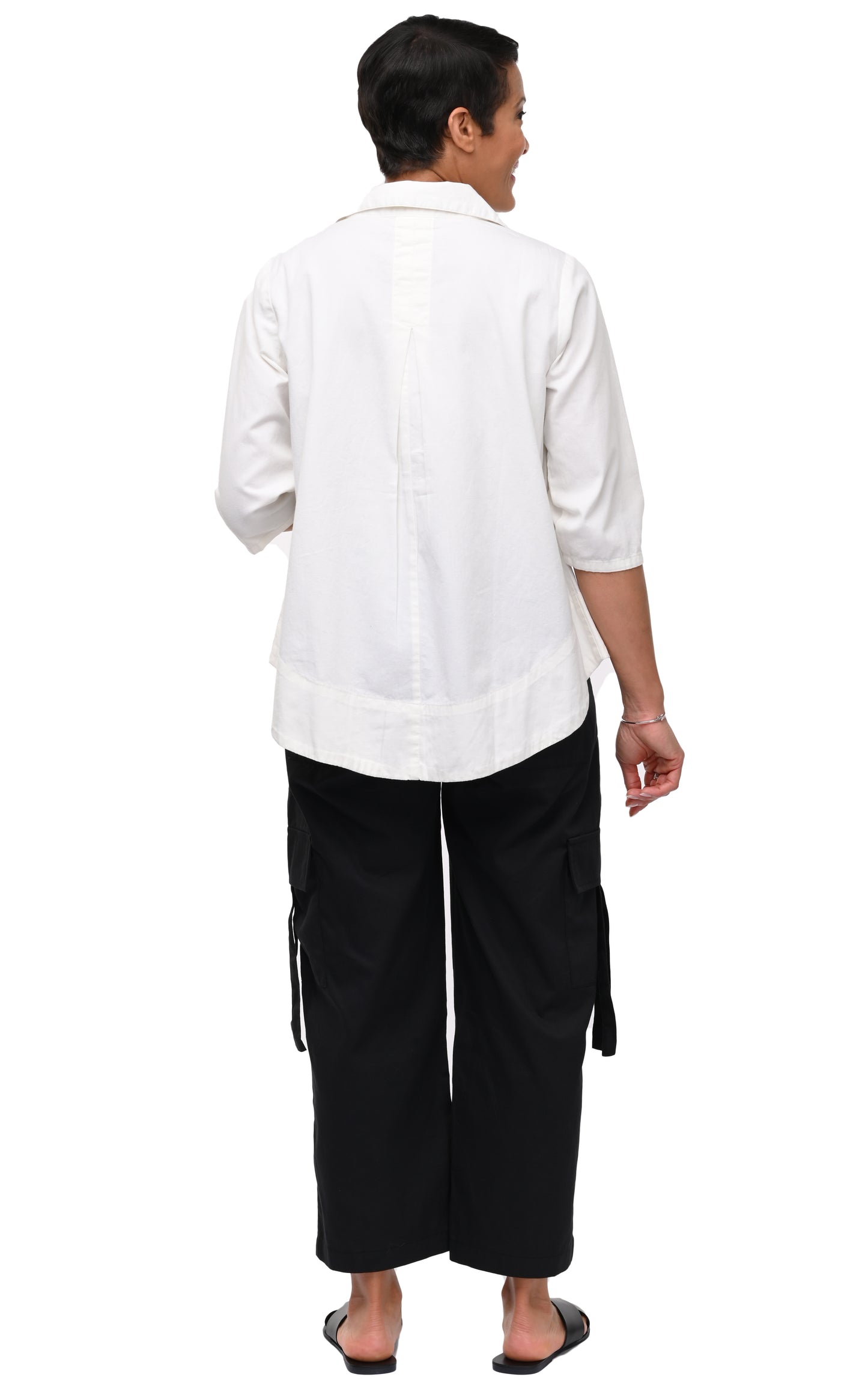 T334 Alice Button Down in Ivory Cotton Twill*