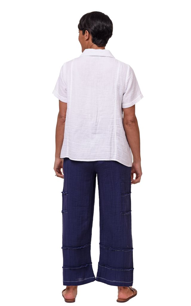 VCG651 Moira Top in White Navy