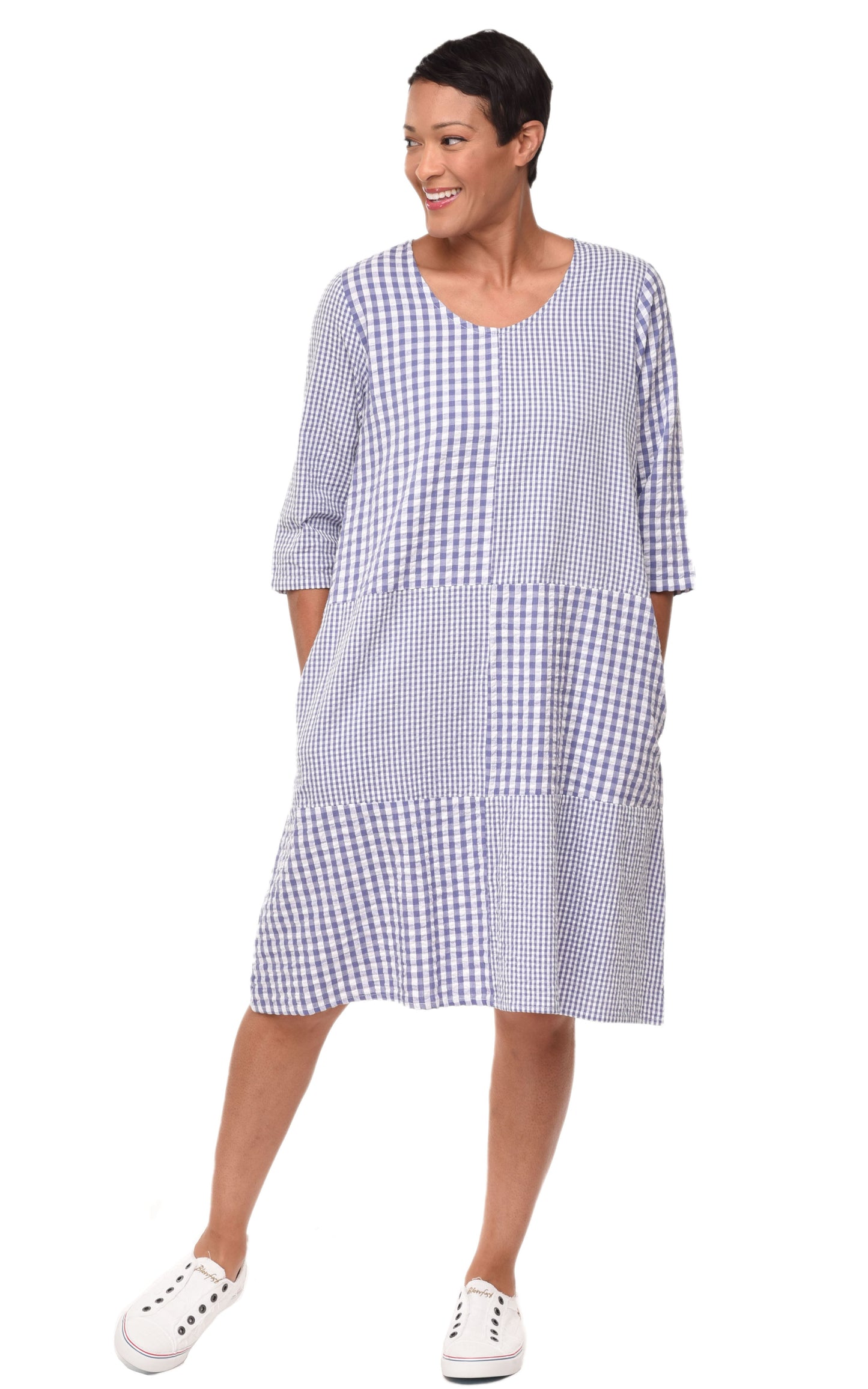 FINAL SALE CV1116 Jada Dress in Peri Checks*