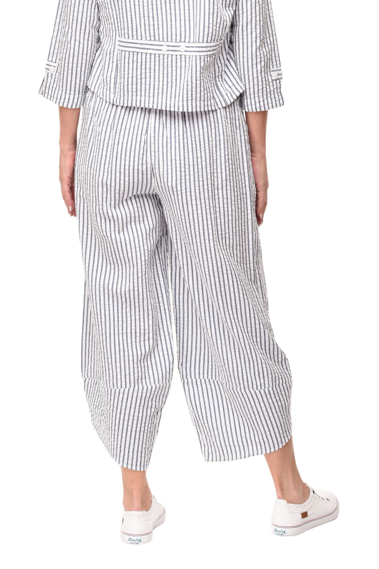 FINAL SALE CV323 Ariana Pant in White Marina Seersucker Stripe*