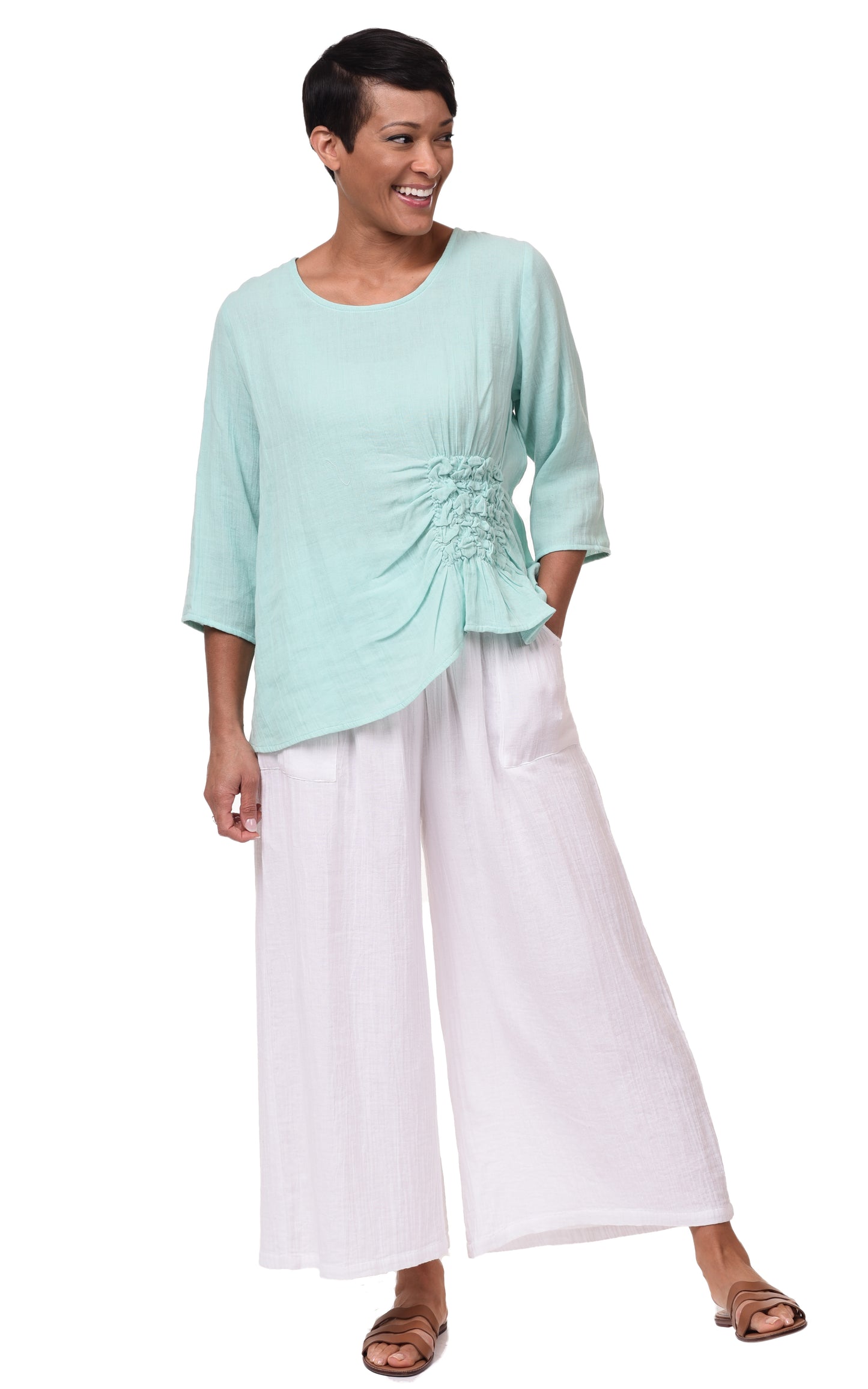 VCG115 Palazzo Pant in White