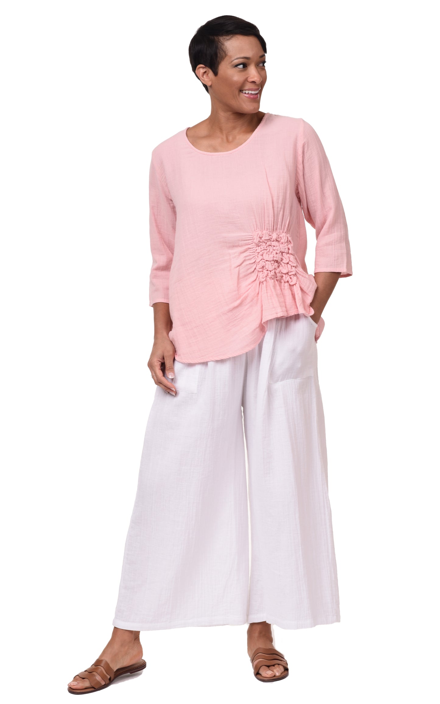 VCG115 Palazzo Pant in White