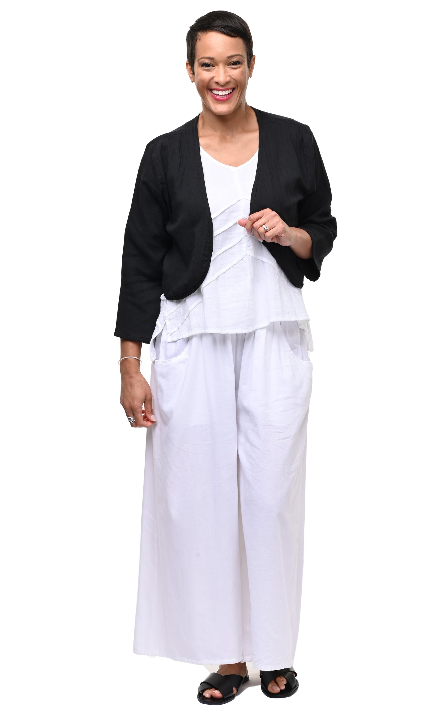 FINAL SALE VCG600 Shrug in Black Cotton Gauze*
