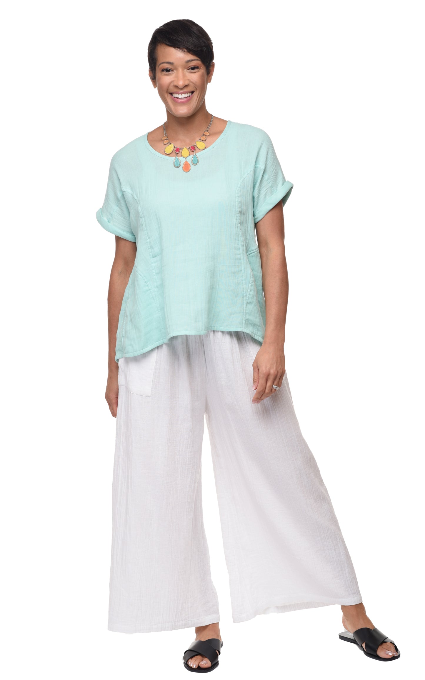 VCG115 Palazzo Pant in White