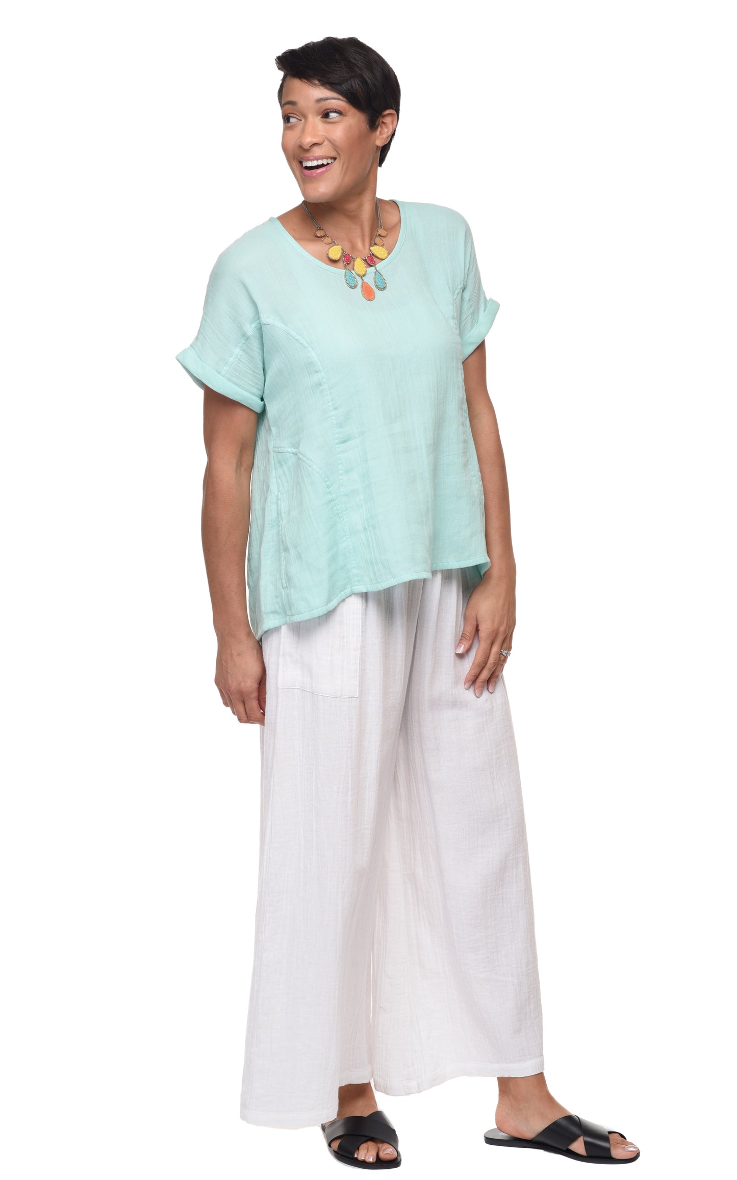 VCG115 Palazzo Pant in White