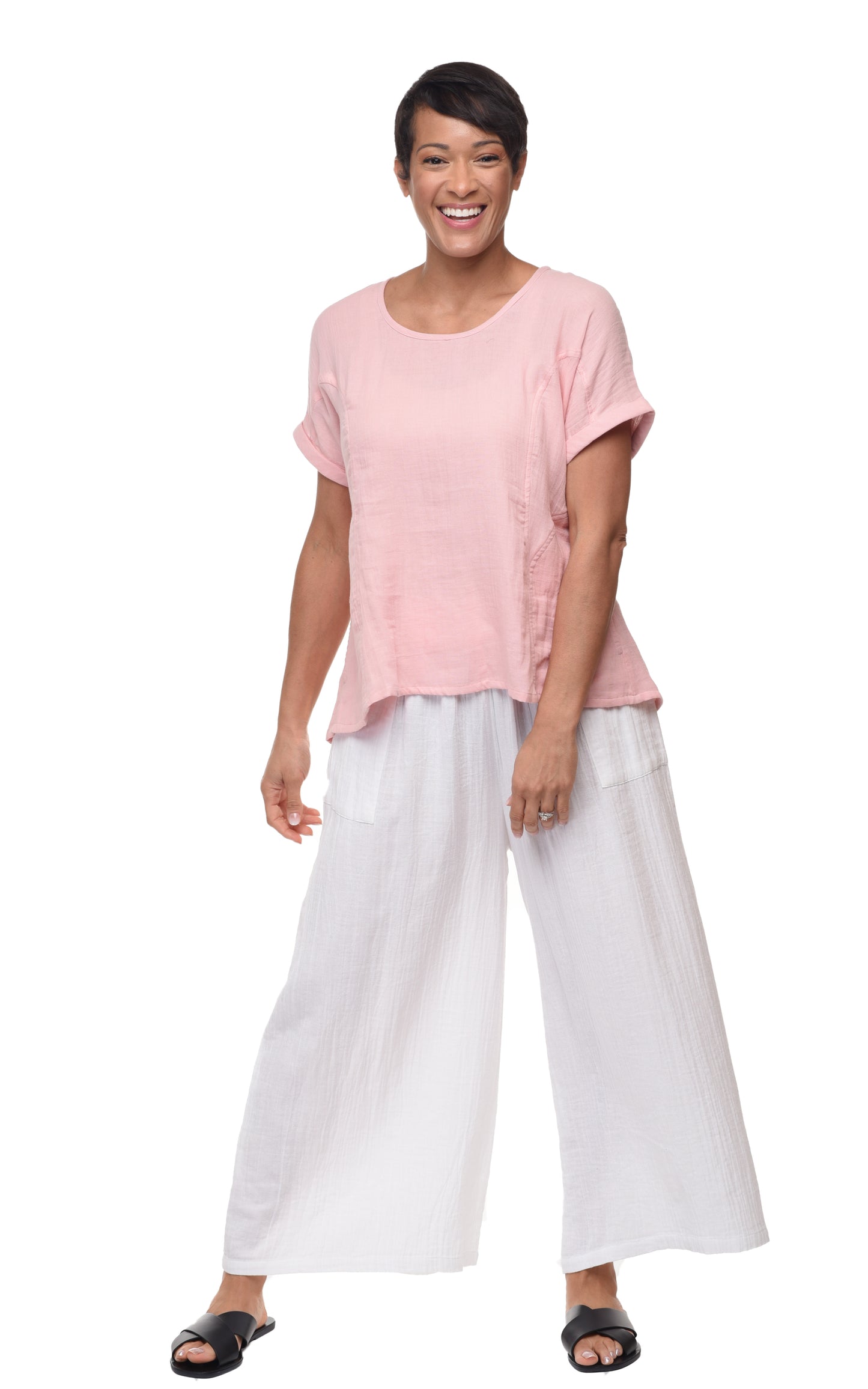 VCG115 Palazzo Pant in White