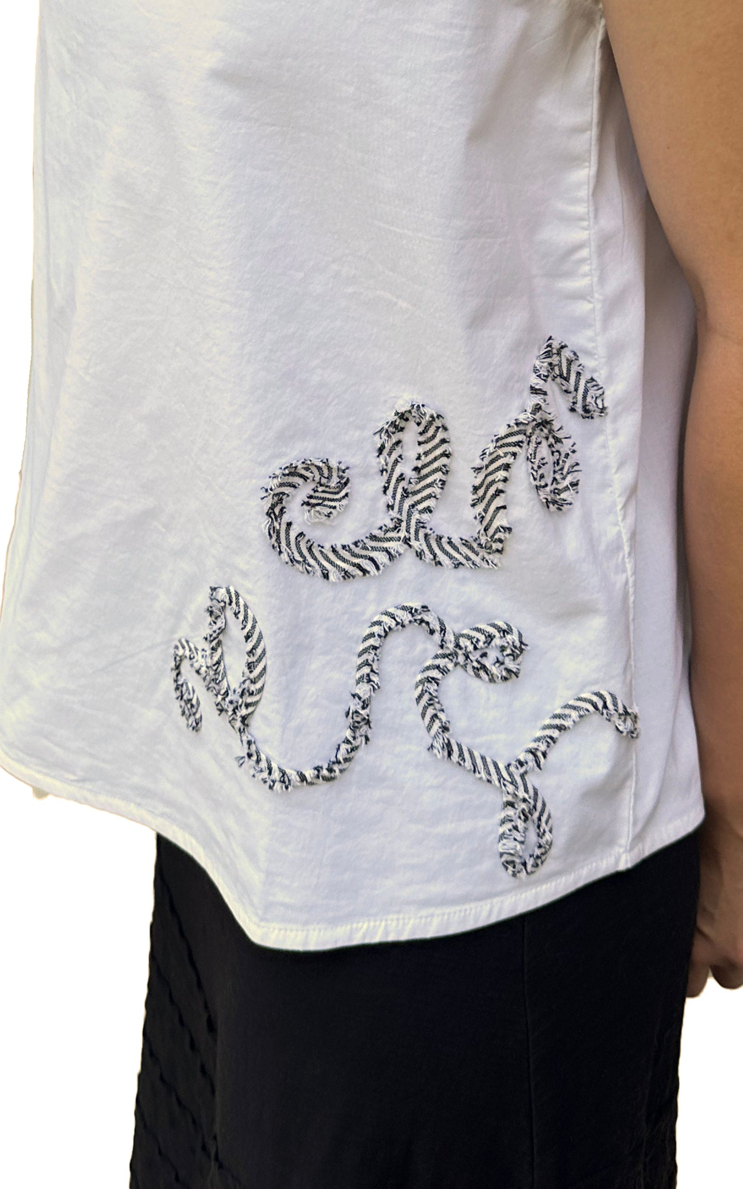 FINAL SALE CV535 Eileen Top in White/Ticking*