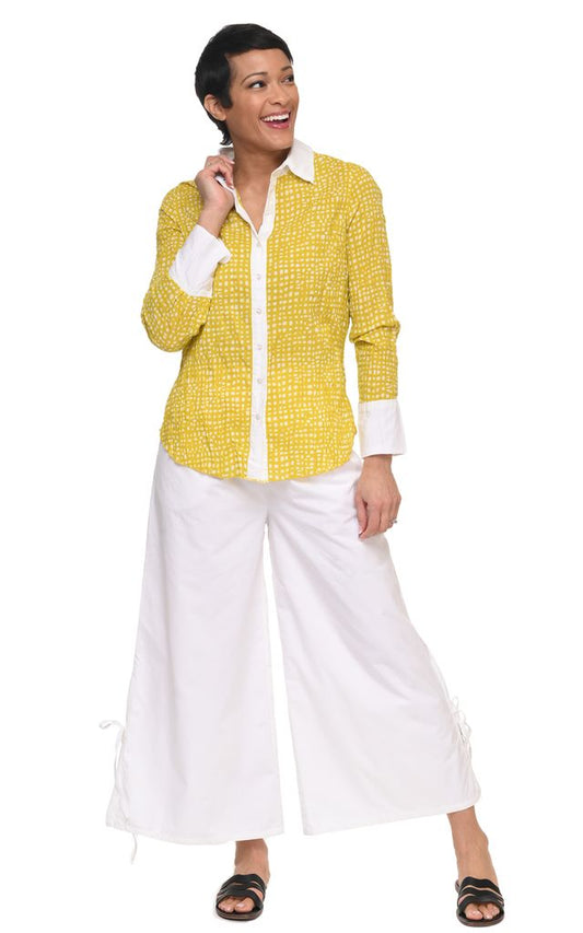 FINAL SALE CV1087 Gretchen Button Down in Goldfish Dot**