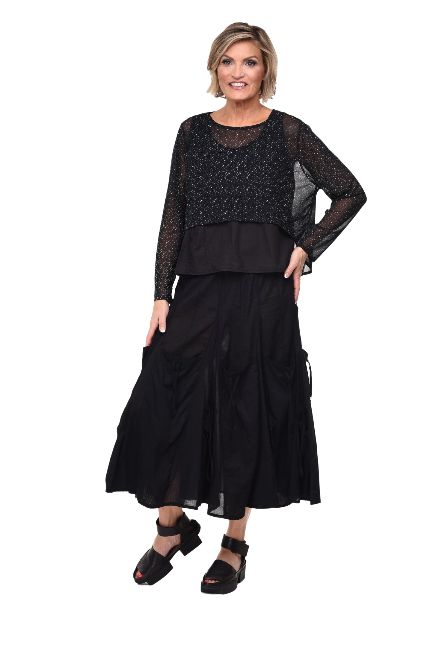 FINAL SALE M601 Arabella Topper in Black/White Mesh*