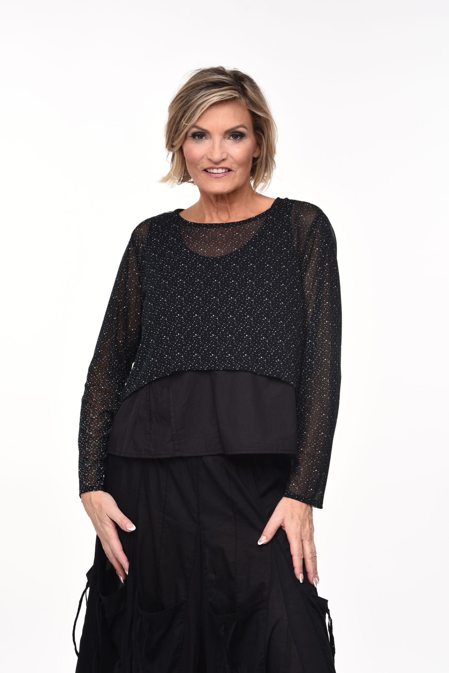 FINAL SALE M601 Arabella Topper in Black/White Mesh*