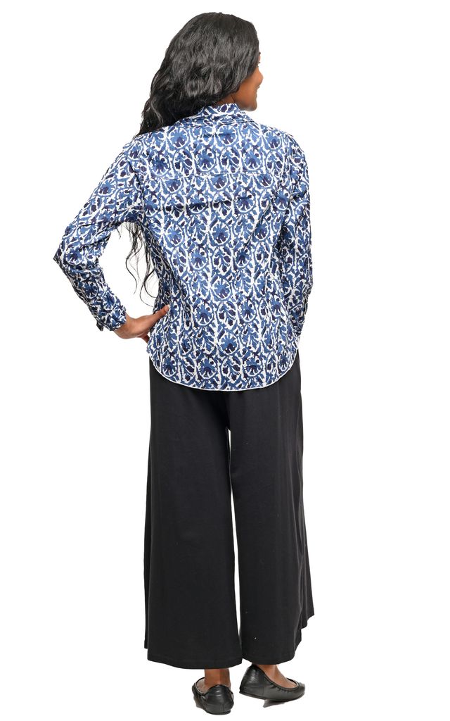 FINAL SALE CV1087 Gretchen Button Down in Blue Batik*