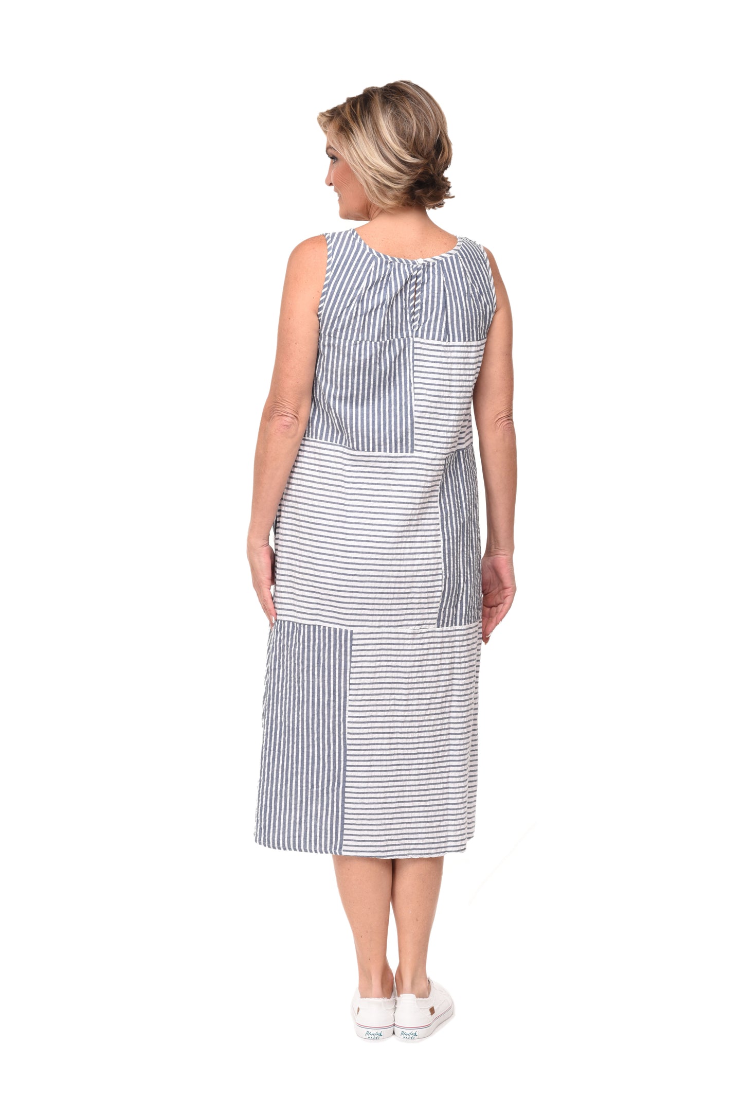 FINAL SALE CV1100 Bridgit Dress in Marina White Seersucker Stripe