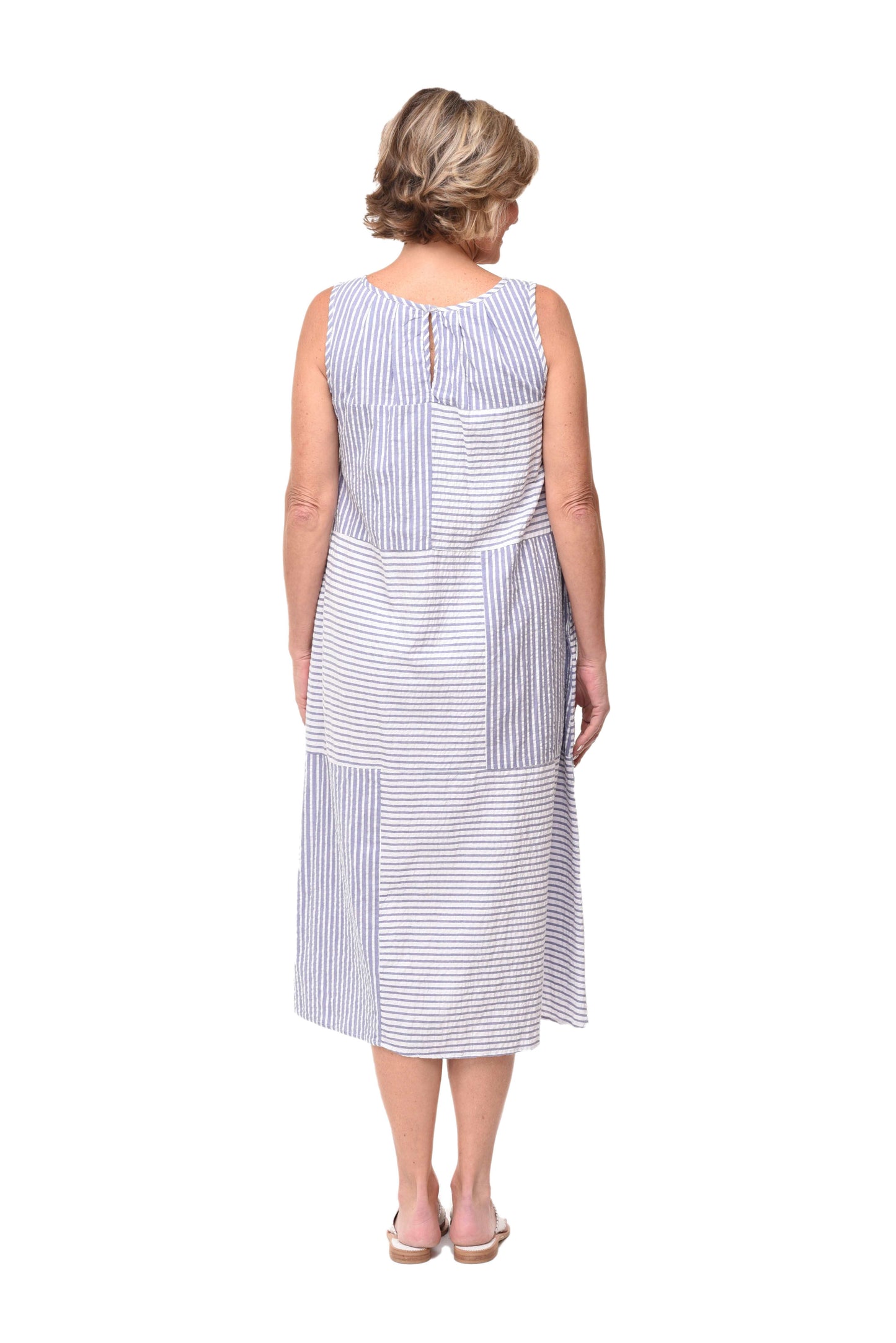CV1100 Bridgit Dress in Peri Seersucker Stripe