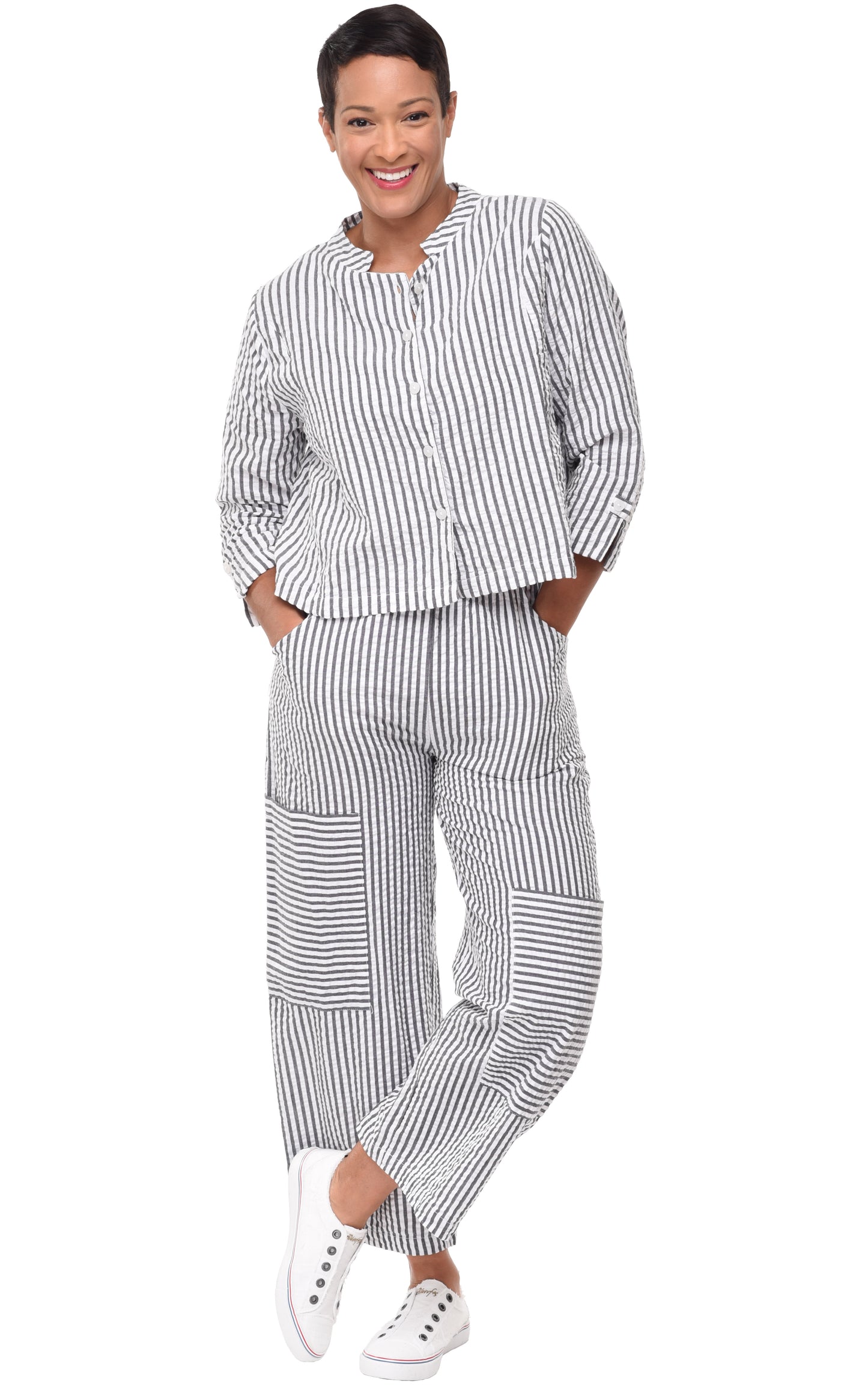 FINAL SALE CV1115 Roxanne Pant in Murphy Seersucker Stripe*