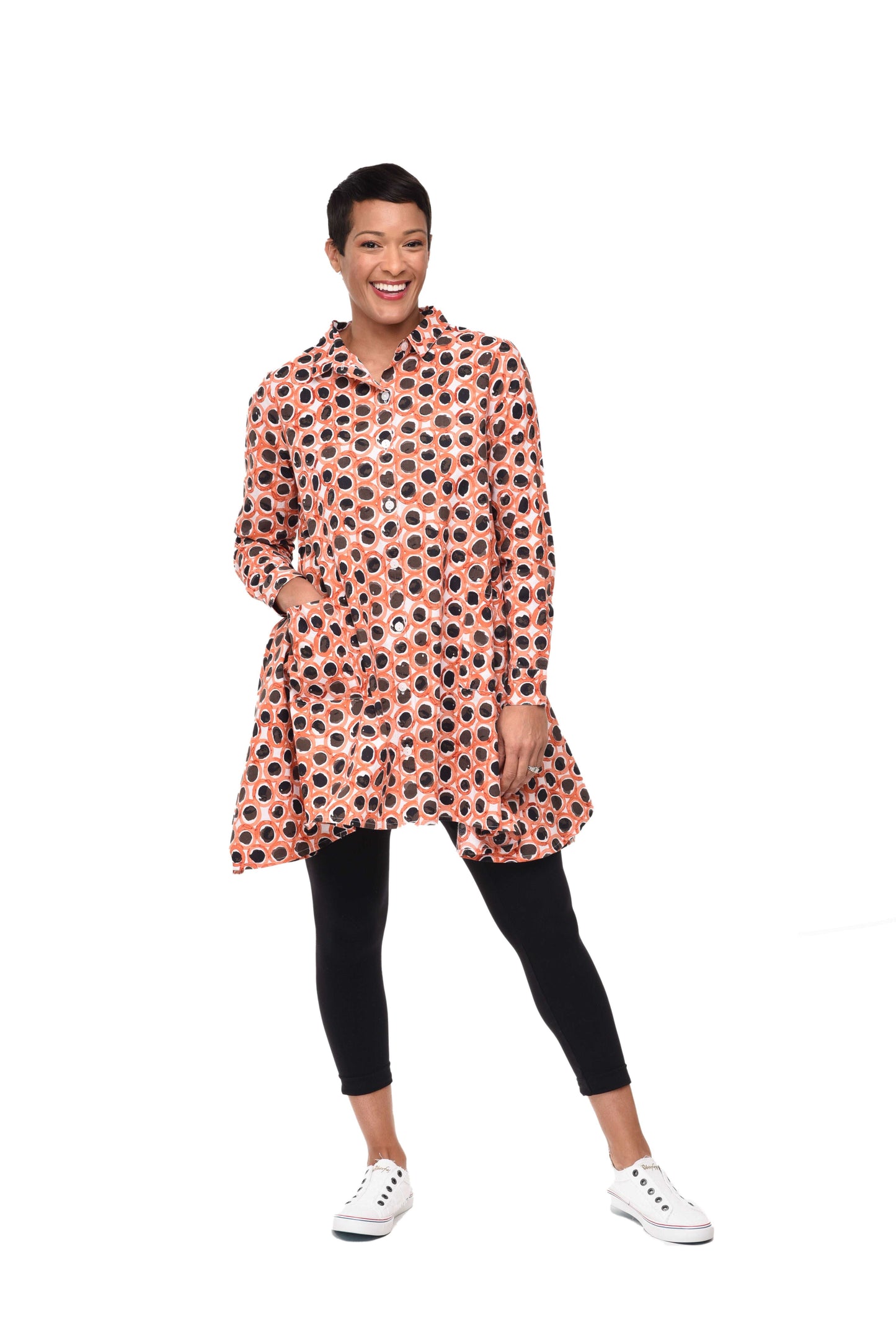 CV537 Demi Button Down Top in Blush Caviar